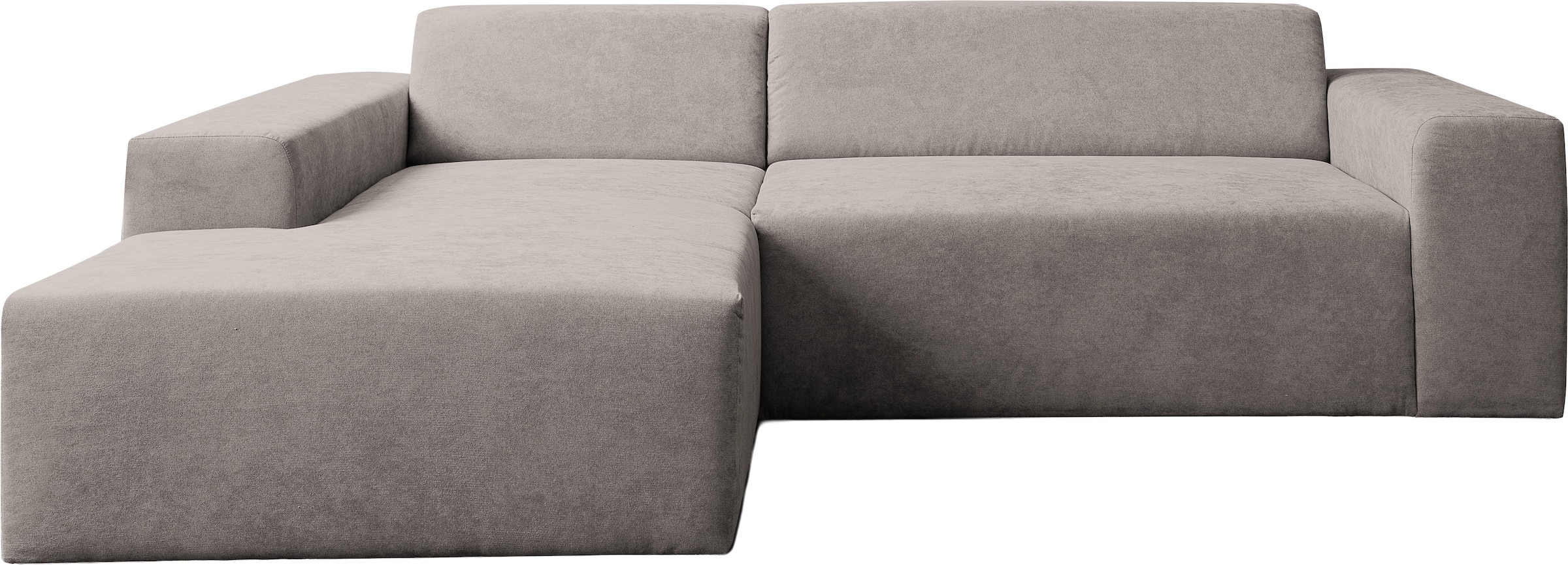WERK2 Ecksofa »Zeus-L, 253 cm breit bequemes Cord-Sofa in, urbanes Design« Organische curvy-trend Couch mit großer Komfort-Ottomane, L-Form