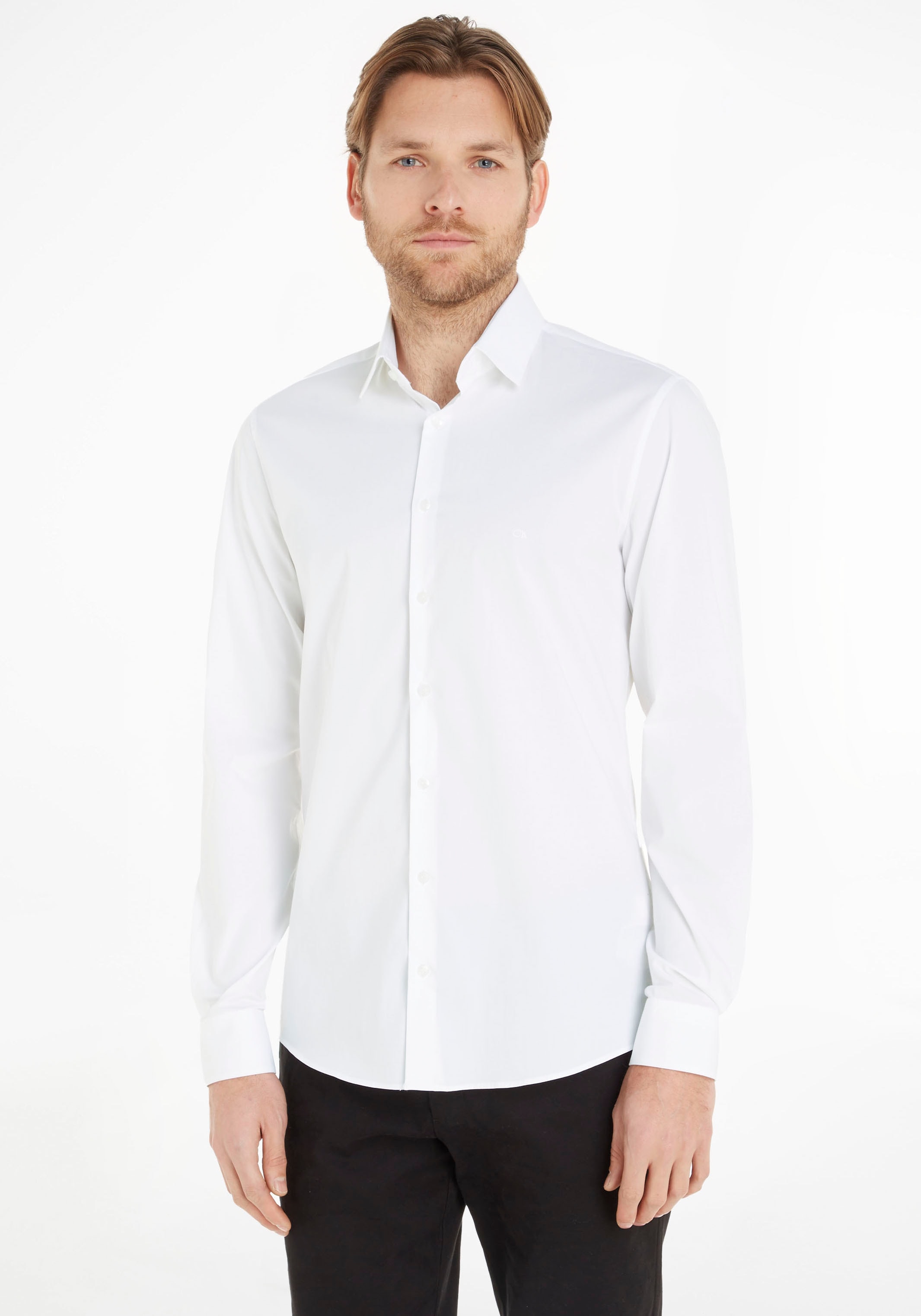 Calvin Klein Businesshemd »POPLIN STRETCH SLIM SHIRT«, mit Kentkragen