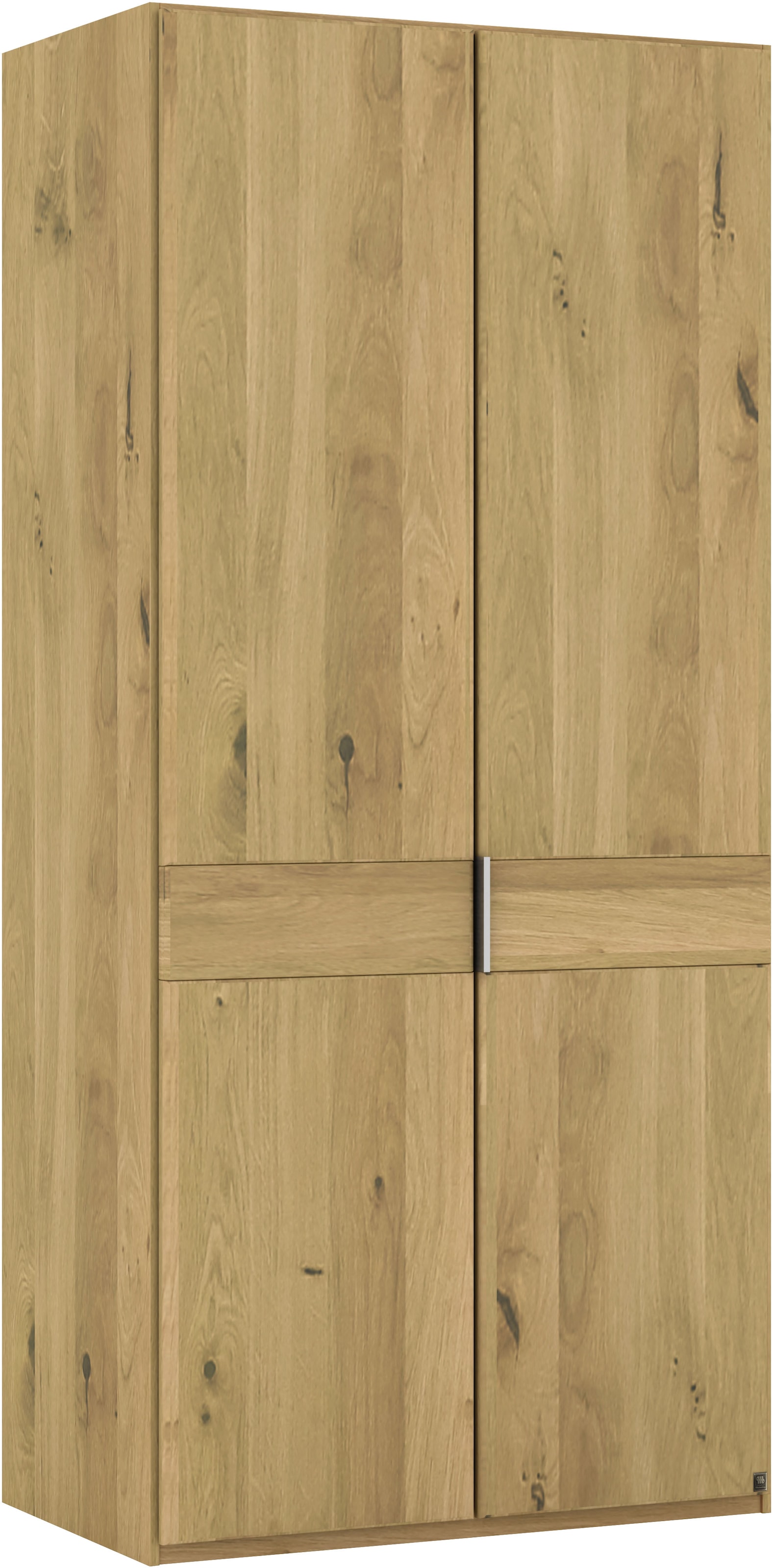 Musterring Kleiderschrank »Savona, Kleiderschrank, Schrank, Garderobe, teilmassiv Eiche« mit Türdämpfern, in 5 Breiten & 2 Höhen, extra Böden, MADE IN GERMANY,  Türen in Bianco-Eiche massiv, mit Querriegel, verschiedene Größen