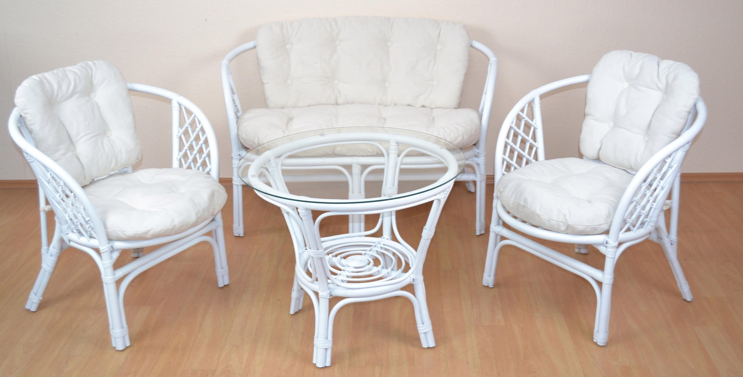 Home affaire Essgruppe, (Set, 4 tlg.), aus handgeflochtenem Rattan mit passenden  Kissenauflagen im OTTO Online Shop