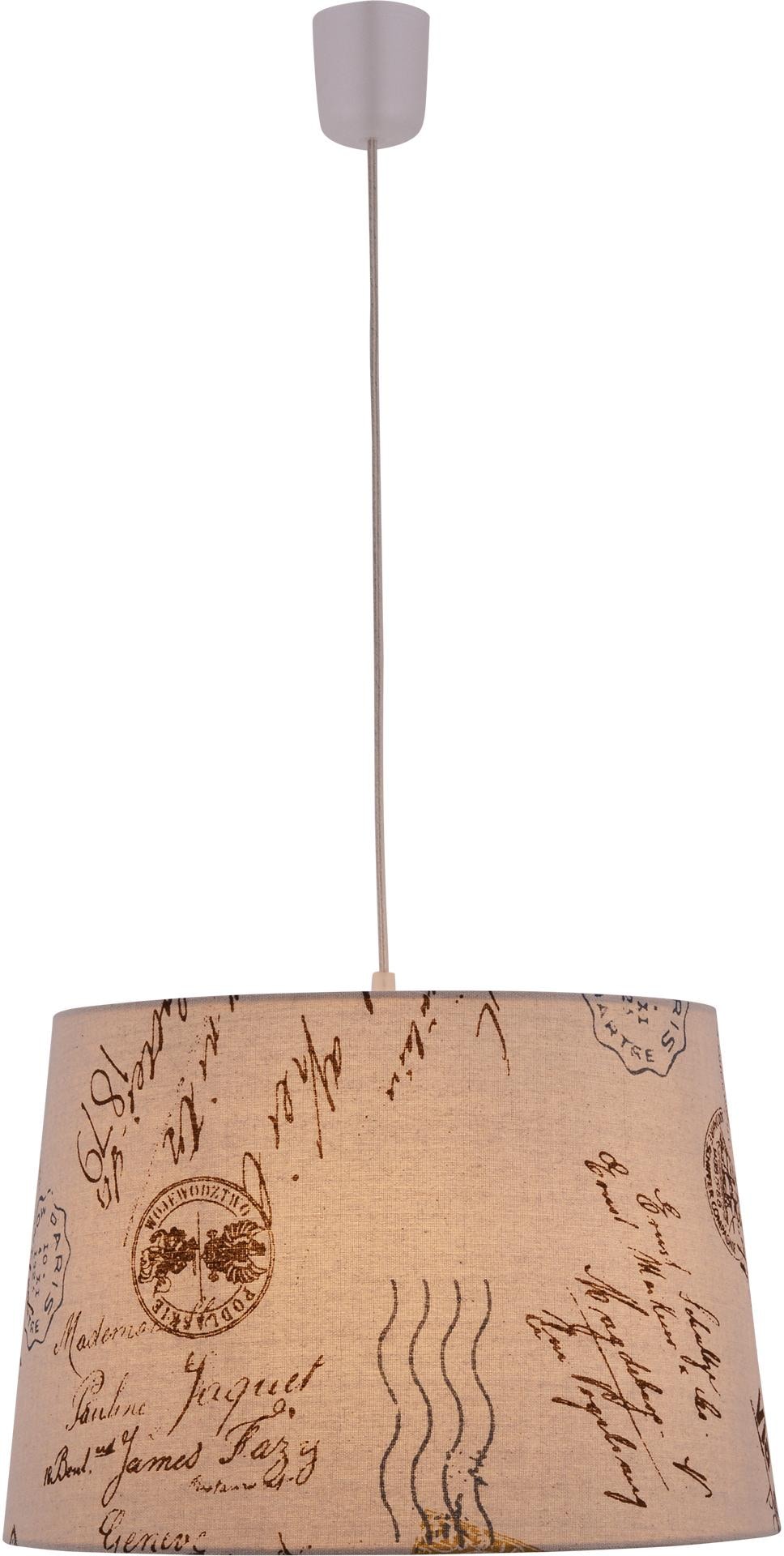 näve Pendelleuchte »PRINT«, 1 flammig, Leuchtmittel E27 | ohne Leuchtmittel, inkl. Pendel l: 120cm, transparent, Farbe: braun mit Motiv