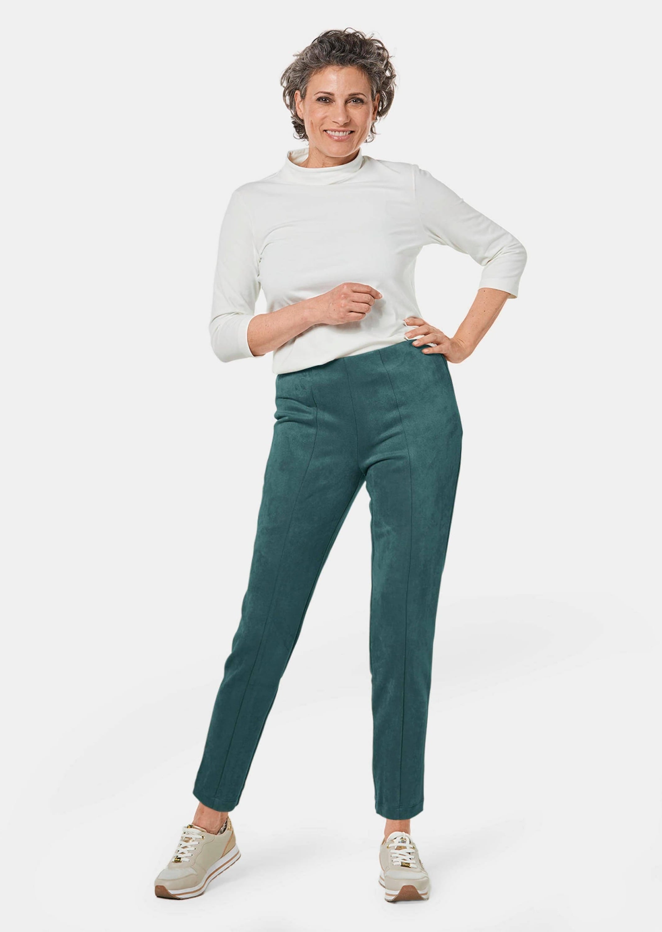 GOLDNER 2-in-1-Hose »Moderne Leggings in trendigem Velourslederimitat«