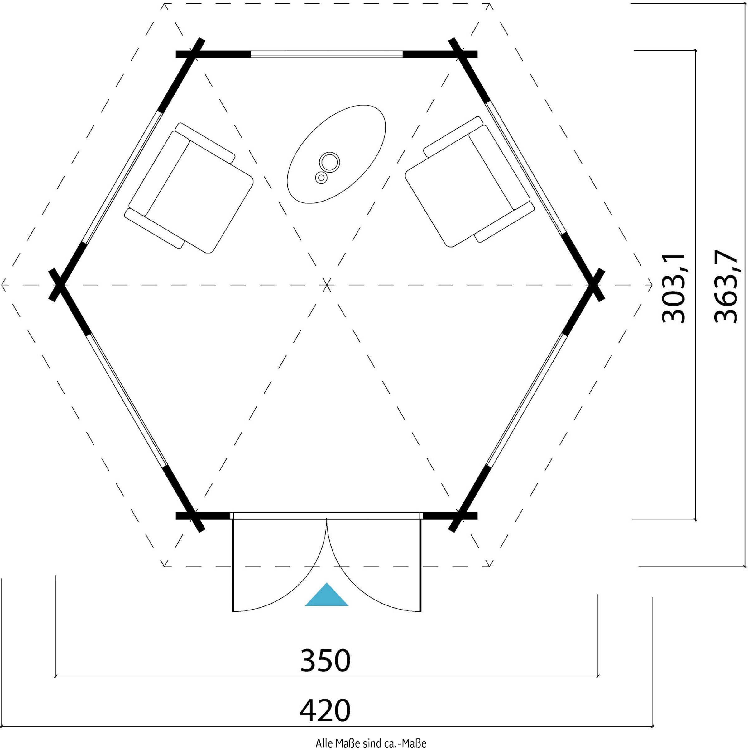 LASITA MAJA Pavillon »Ilmenau«, (Set, Inklusive Fußbodenbretter zum Verlegen), BxT: 420x363,7 cm, Fichtenholz