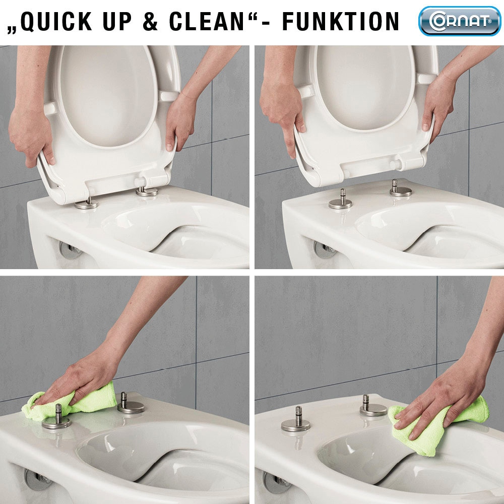 CORNAT WC-Sitz »Flaches Design - Pflegeleichter Duroplast - Quick up«, Clean Funktion - Absenkautomatik - Montage von oben / Toilettensitz