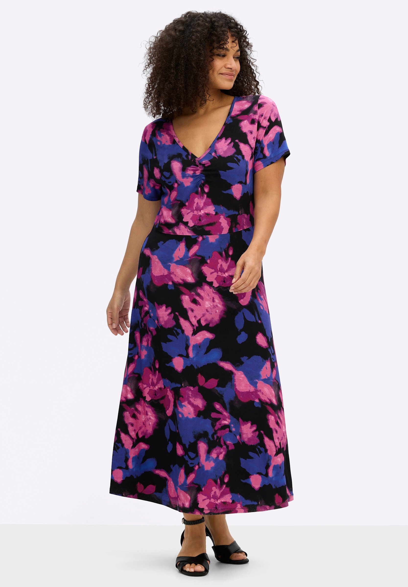 sheego by Joe Browns Sommerkleid »Jersey-Kleid Jerseykleid mit leuchtendem Blumenmuster« Ohne Tasche