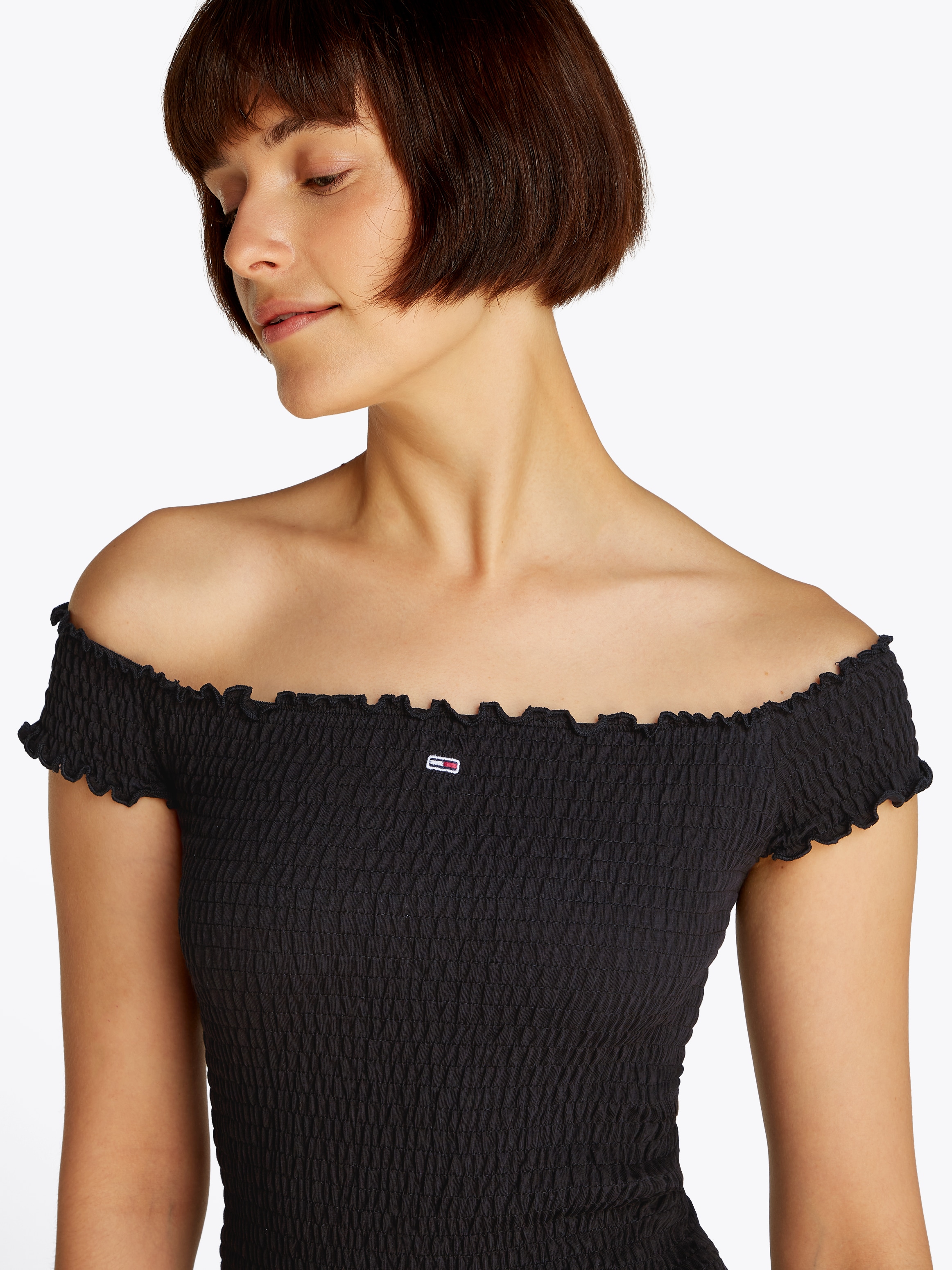 Tommy Jeans Jerseykleid »TJW SMOCK BODYCON DRESS«, in Smok-Optik