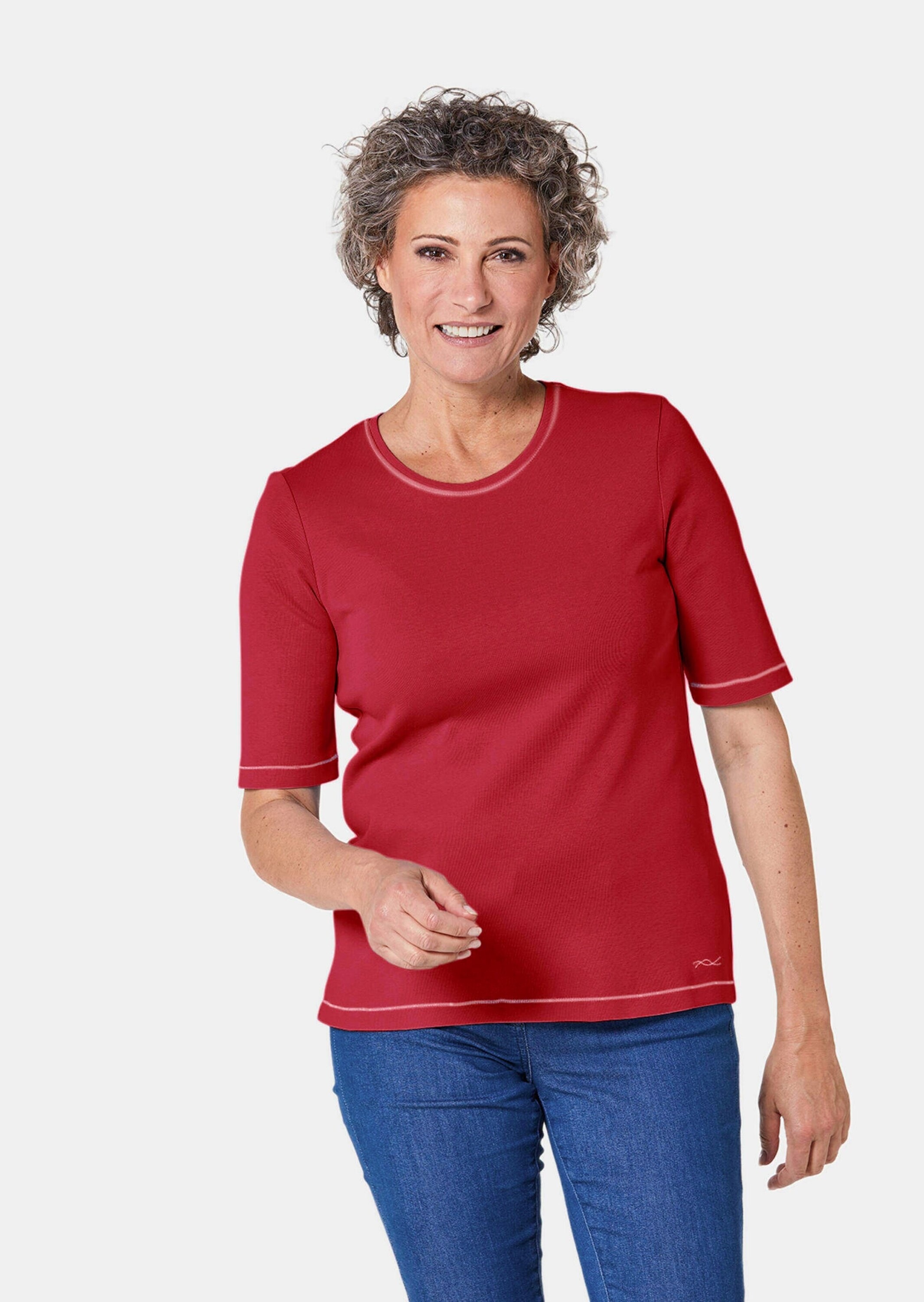 GOLDNER Kurzarmshirt »Rundhalsshirt Basic T-Shirt aus reiner Baumwolle«