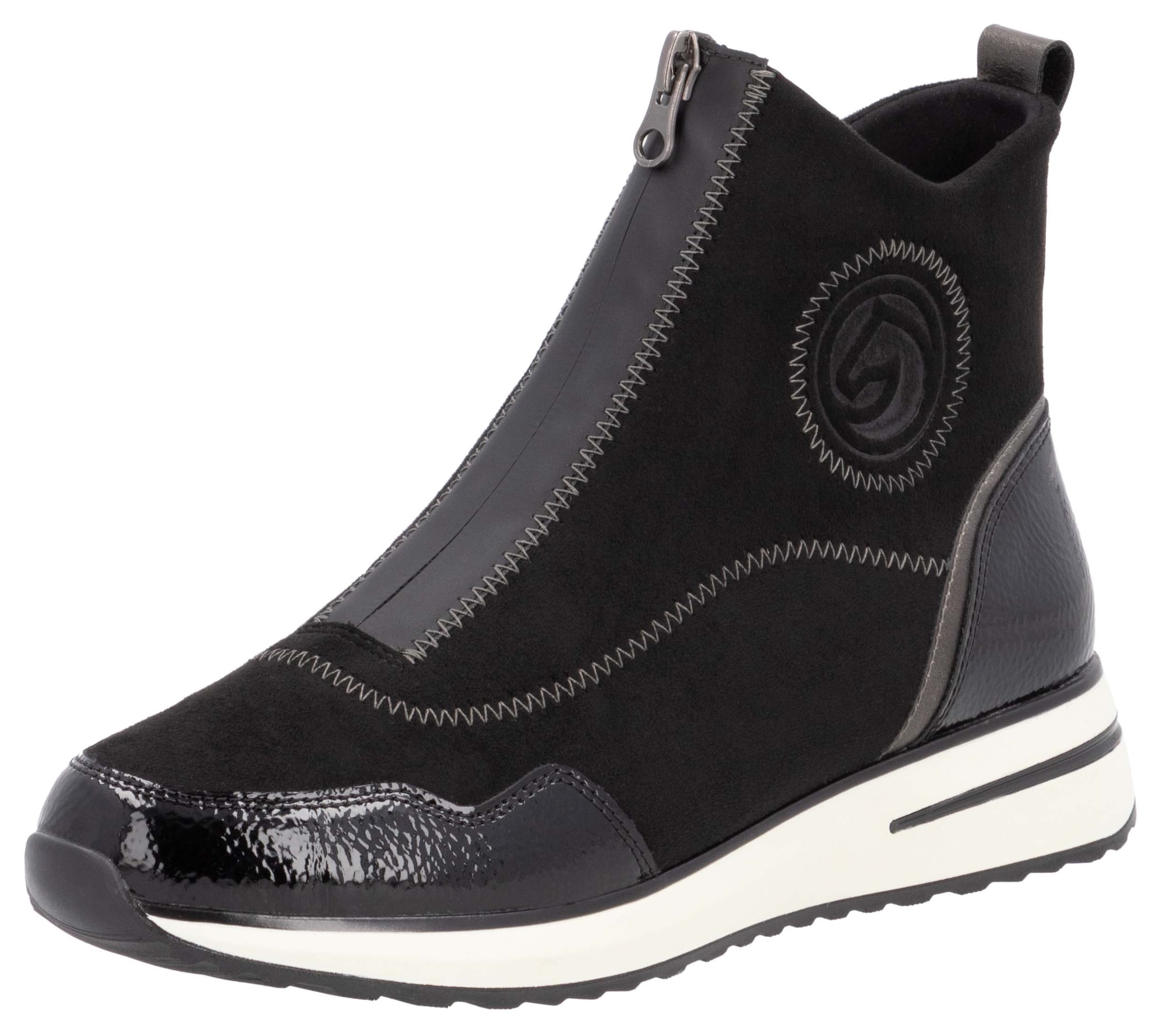 Slip-On Sneaker, Keilabsatz, Boots, Stiefelette mit praktischer Anziehlasche