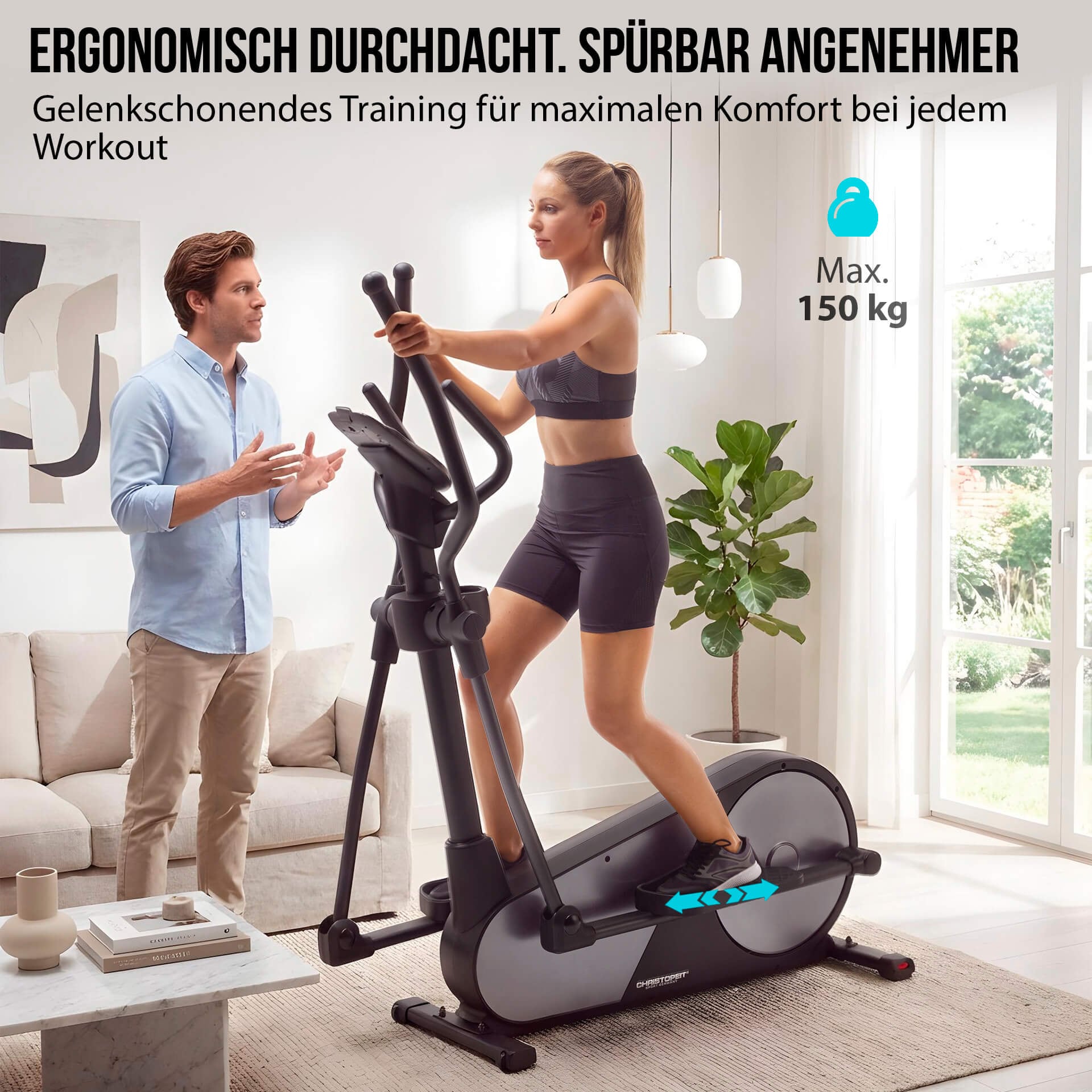 Christopeit Sport® Crosstrainer-Ergometer »EL 8000« 150 kg max. Benutzergewicht, 32 Widerstandsstufen