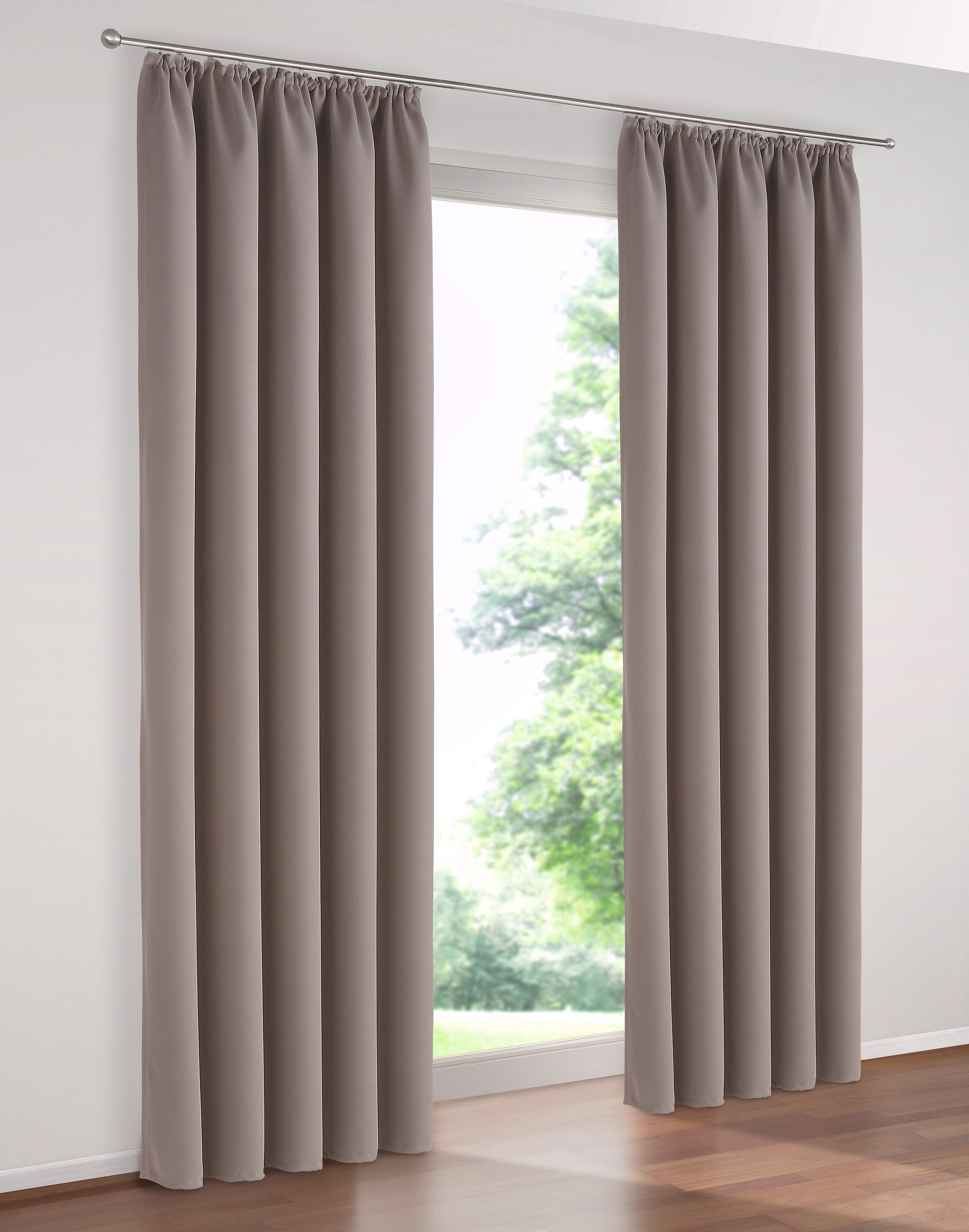 my home Verdunkelungsvorhang »Solana, Gardinen mit Kräuselband, Vorhänge, Wohnzimmer, modern,«, (2 St.), 2er-Set Verdunklungsvorhang mit Thermofunkltion, Bestseller, einfarbig