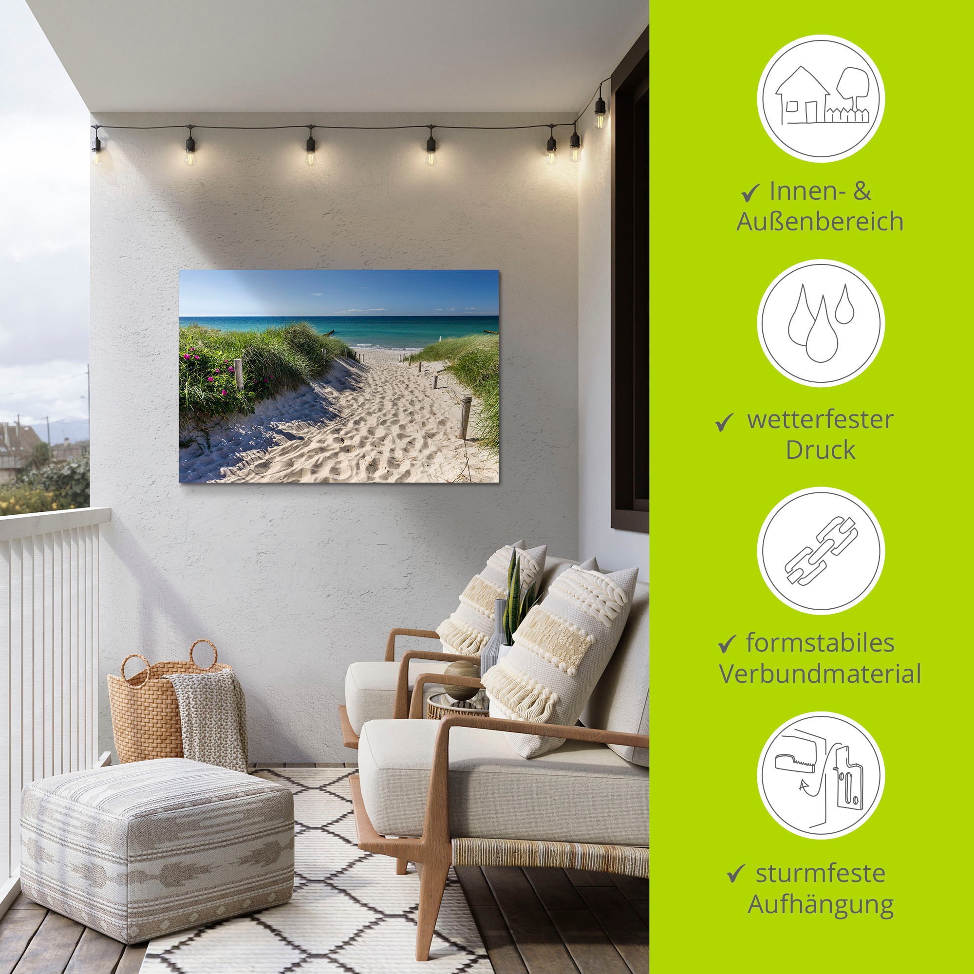 Artland Wandbild »Weg zum Strand an der Ostsee«, Strandbilder, (1 St.), als Alubild, Outdoorbild, Leinwandbild, Poster, Wandaufkleber
