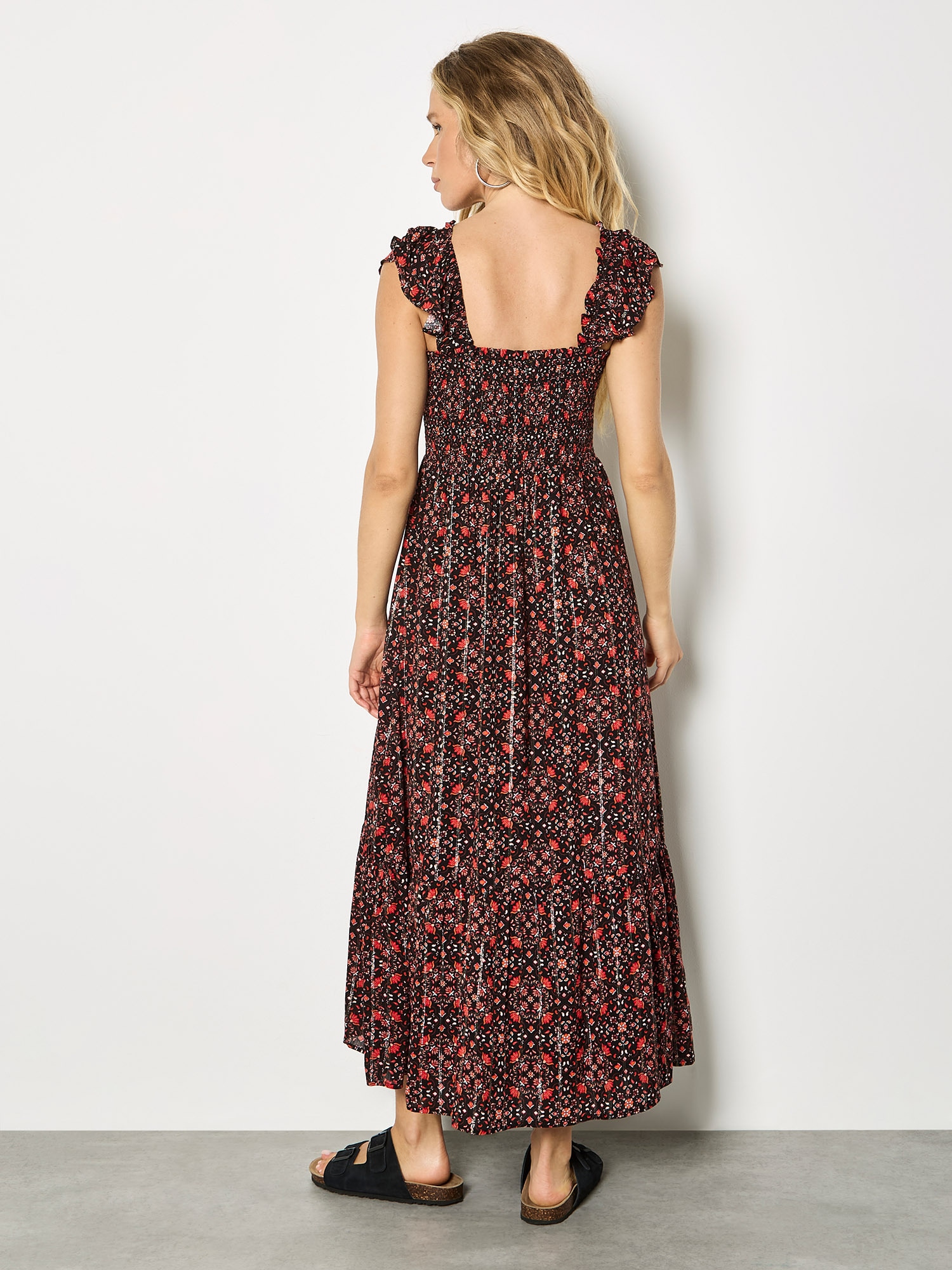 Apricot Midikleid »Folk-Blumen-Midi-Kleid« mit Metallic