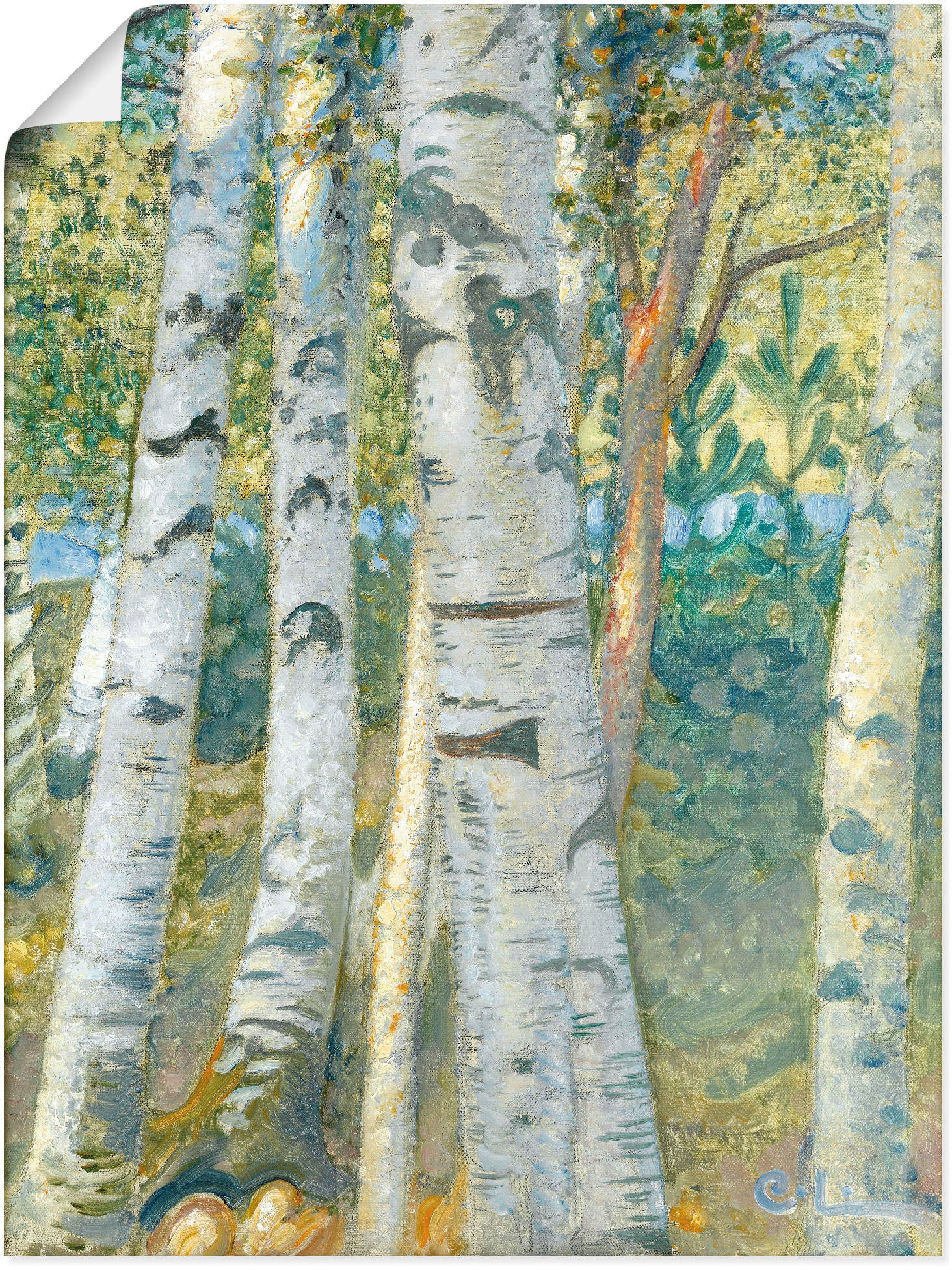 Artland Wandbild »Birkenstämme. 1910«, Bäume, (1 St.), in vielen Größen & Produktarten -Leinwandbild, Poster, Wandaufkleber / Wandtattoo auch für Badezimmer geeignet