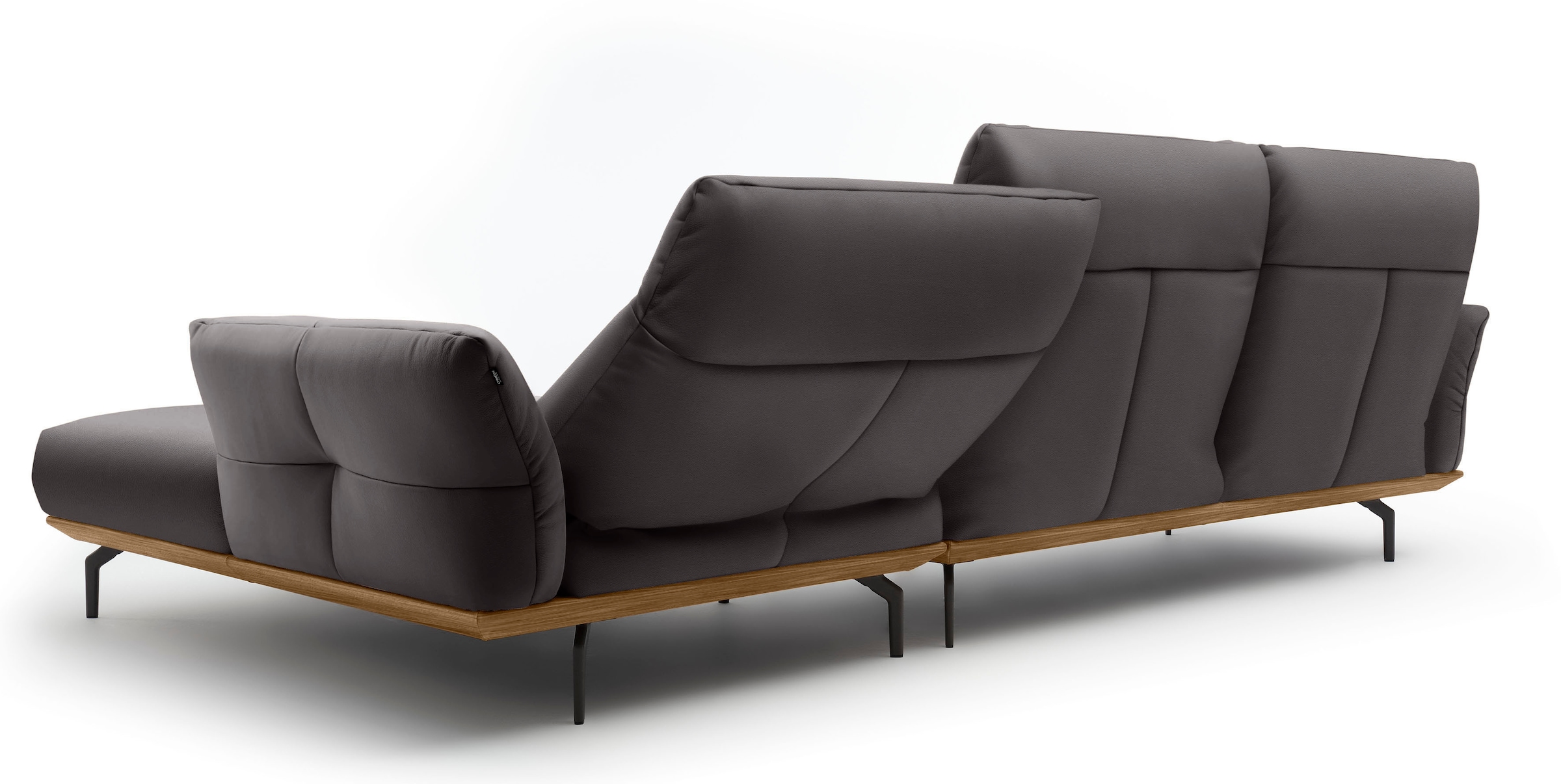 Creation BY ROLF BENZ Ecksofa »CR.460«, Sockel in Nussbaum, Winkelfüße in Umbragrau, Breite 318 cm