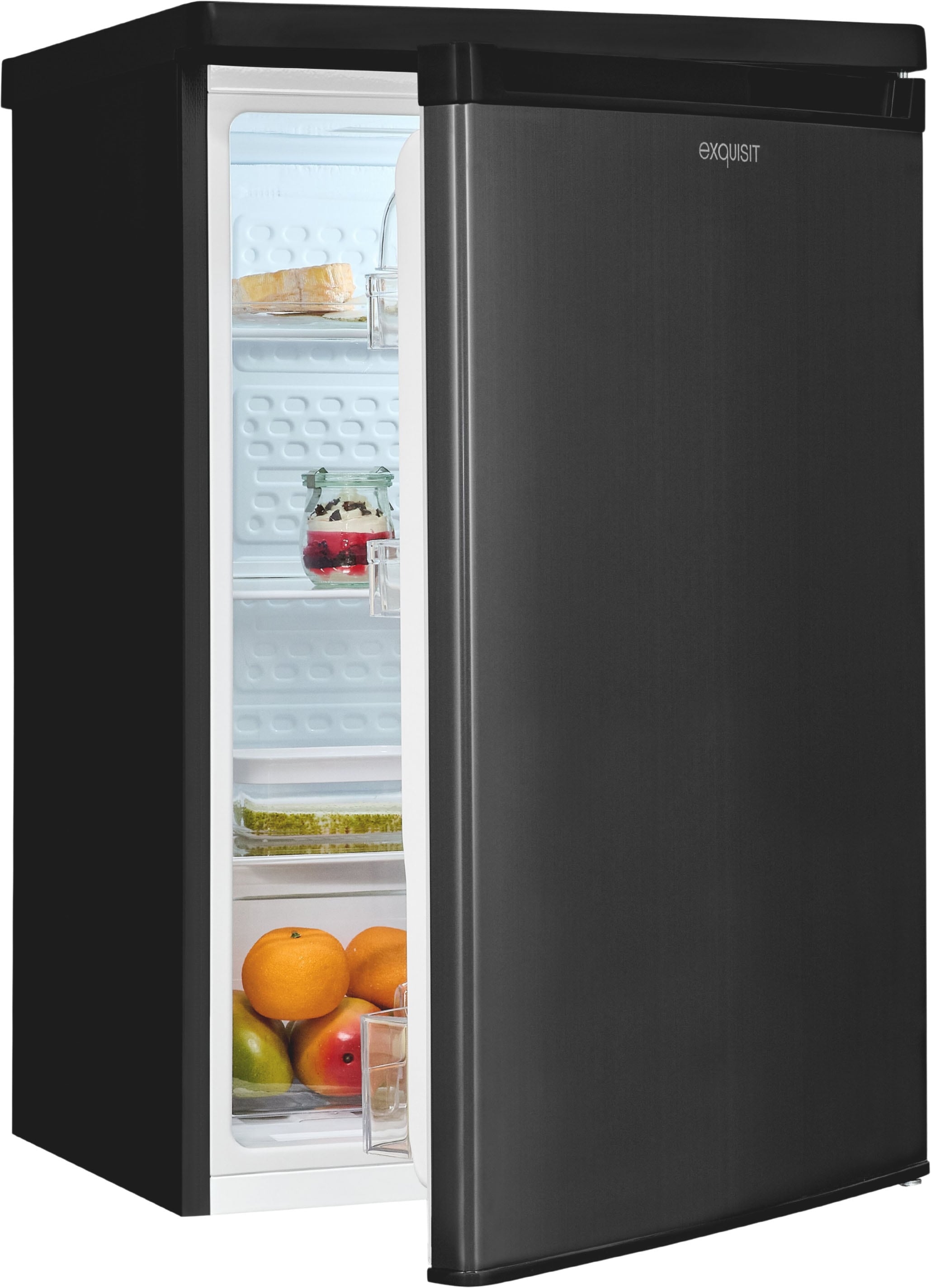 exquisit Kühlschrank »KS16-V-040C inoxlook-az« 85 cm hoch 55 cm breit Helles LED-Licht für optimale Innenraumbeleuchtung