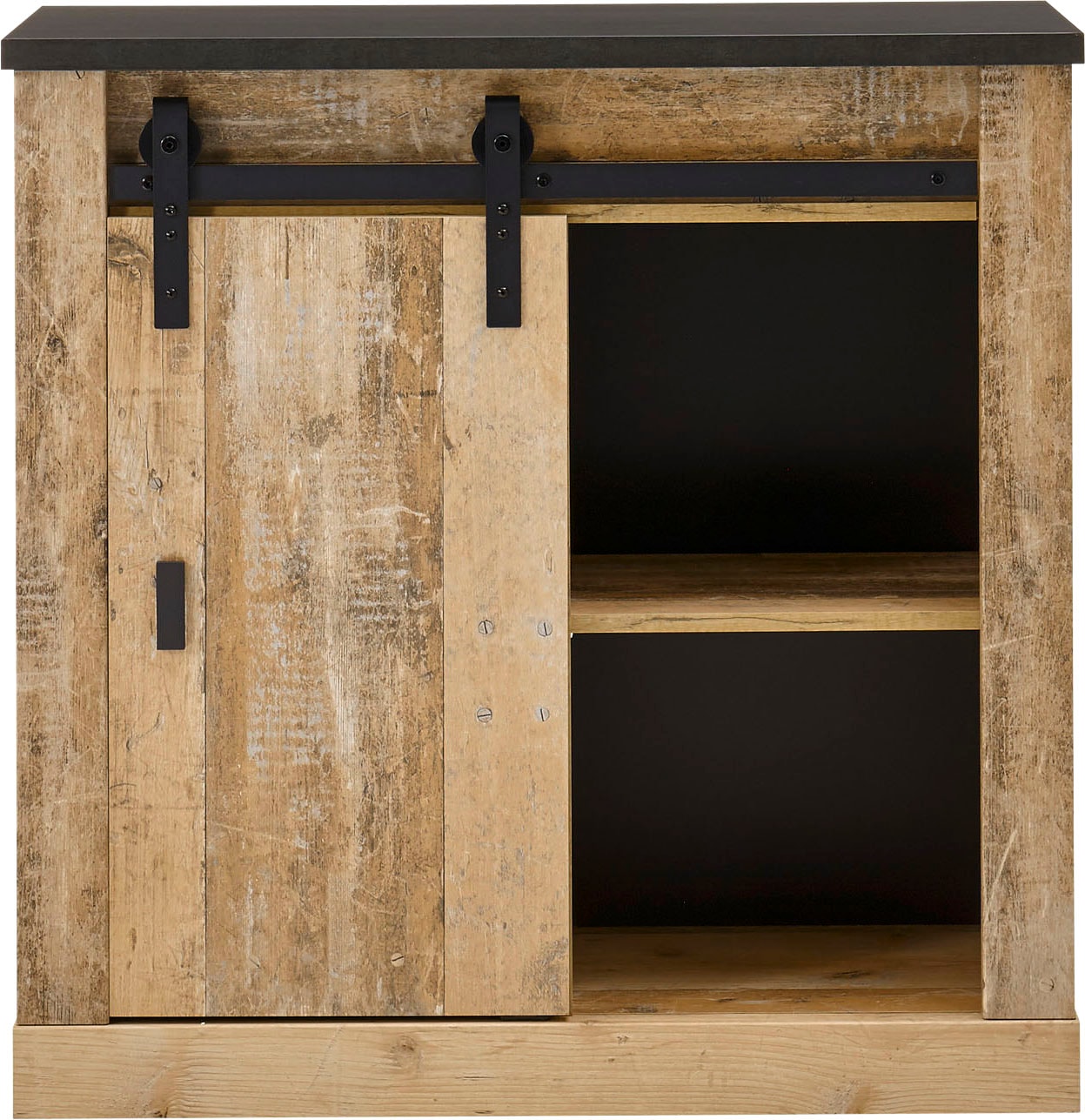 Home affaire Regal »SHERWOOD«, modernes Holz Dekor, mit Scheunentorbeschlag aus Metall, Breite 93 cm