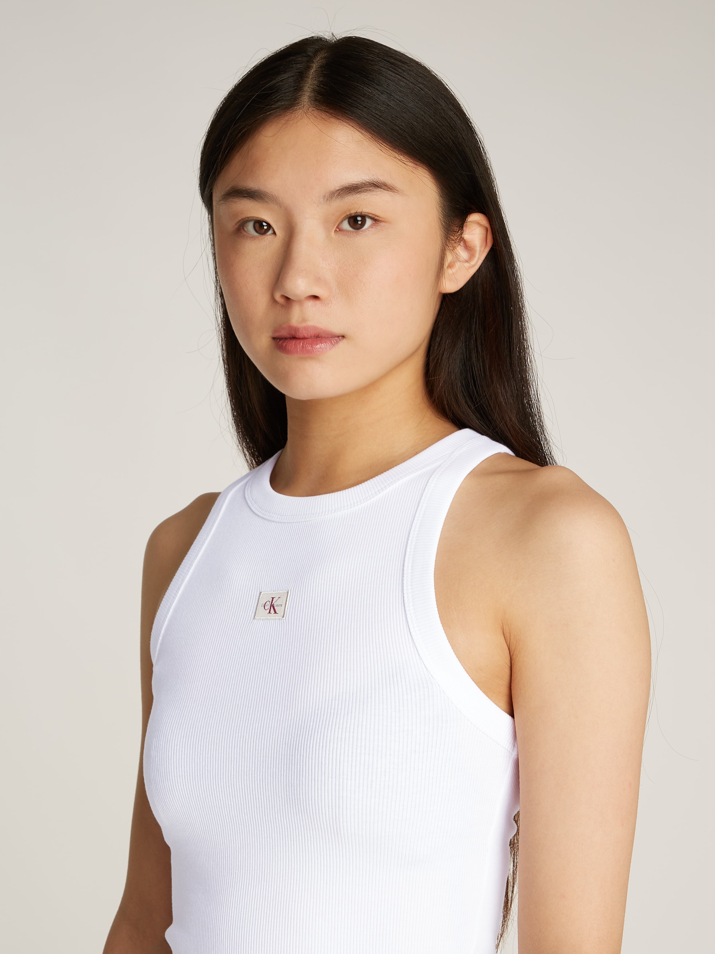 Calvin Klein Jeans Tanktop »WOVEN LABEL RIB TANK TOP«, mit Logo