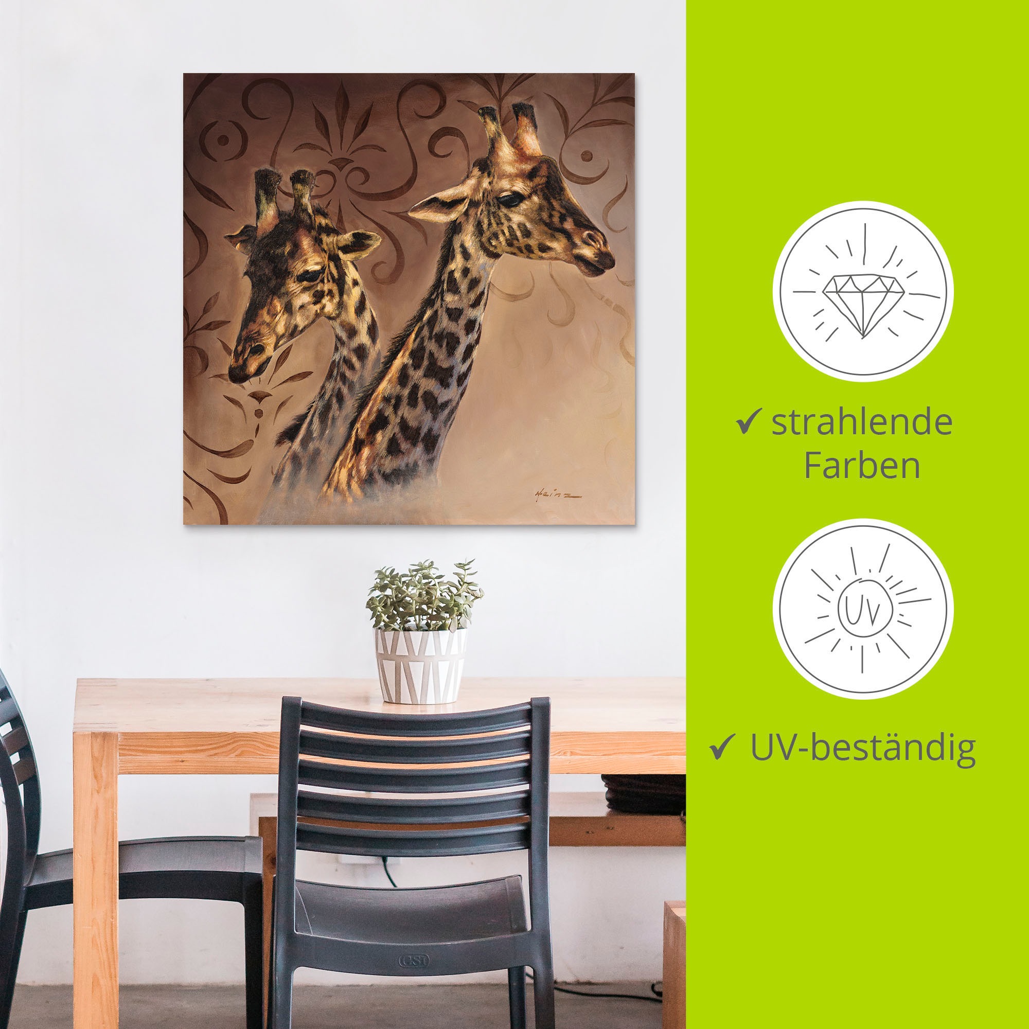 Artland Wandbild »Giraffen Porträt«, Wildtiere, (1 St.), als Alubild, Outdoorbild, Leinwandbild in verschied. Größen
