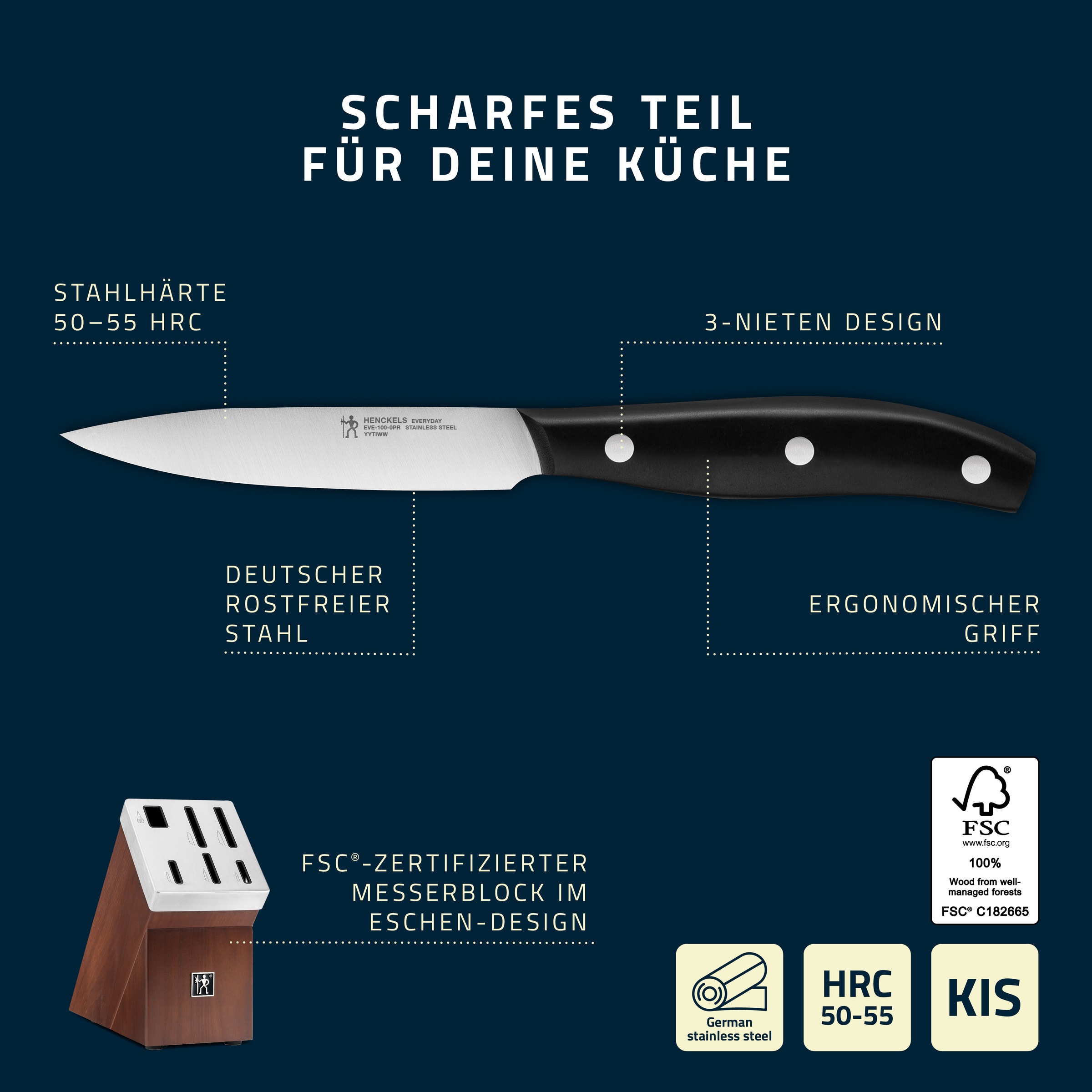 HENCKELS by ZWILLING Messerblock »Everyday« 7 Selbstschärfender Messerblock, Keramik-Schleifsteine, Vielzweckschere
