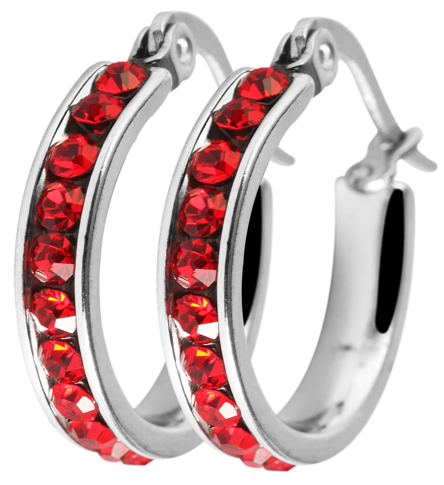 Adelia´s Paar Creolen »Damen Ohrringe ¿ Creole aus Edelstahl mit Strass Steinchen«