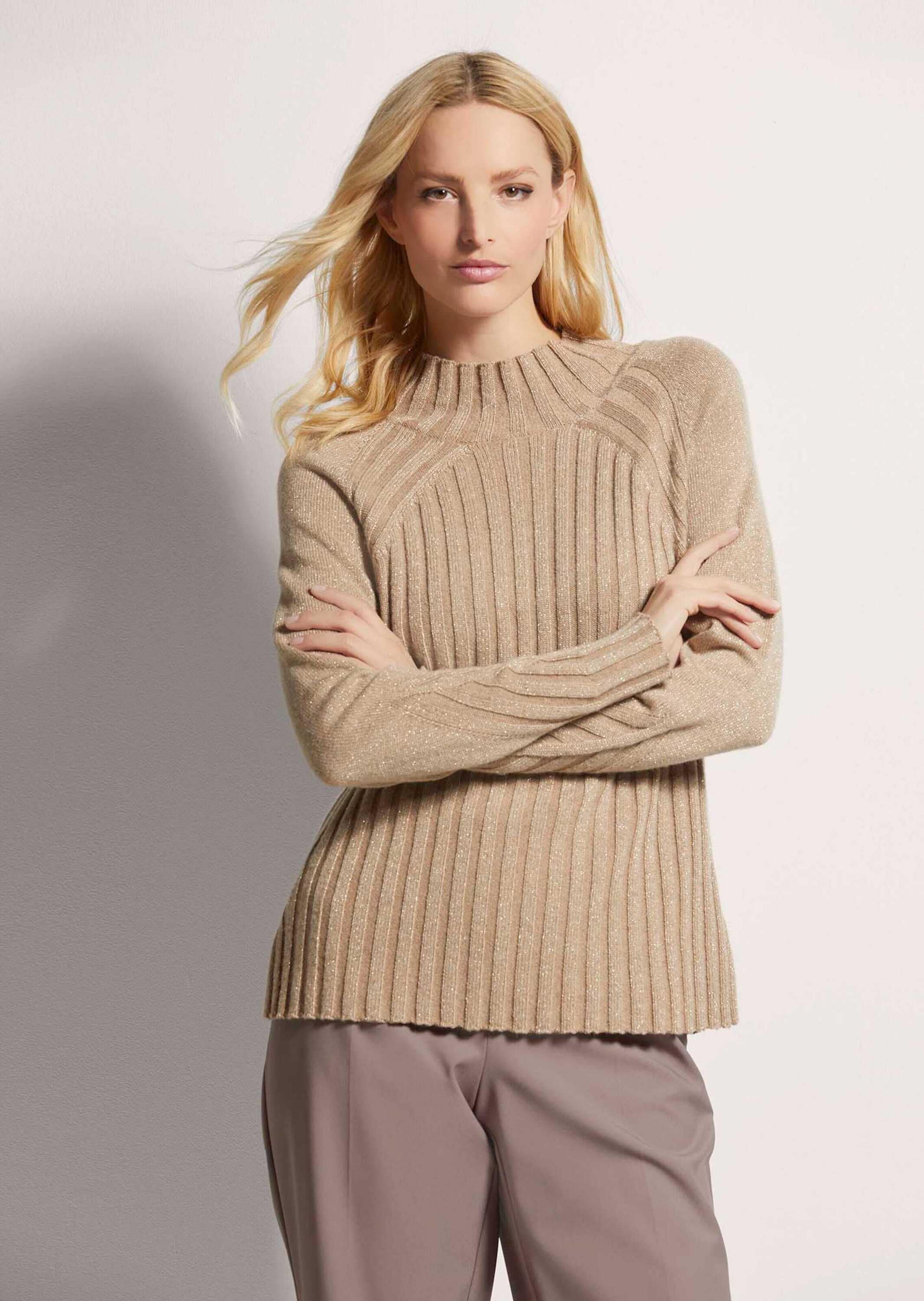 MADELEINE Longpullover »Pullover Stehkragen-Pullover im Muster-Mix«