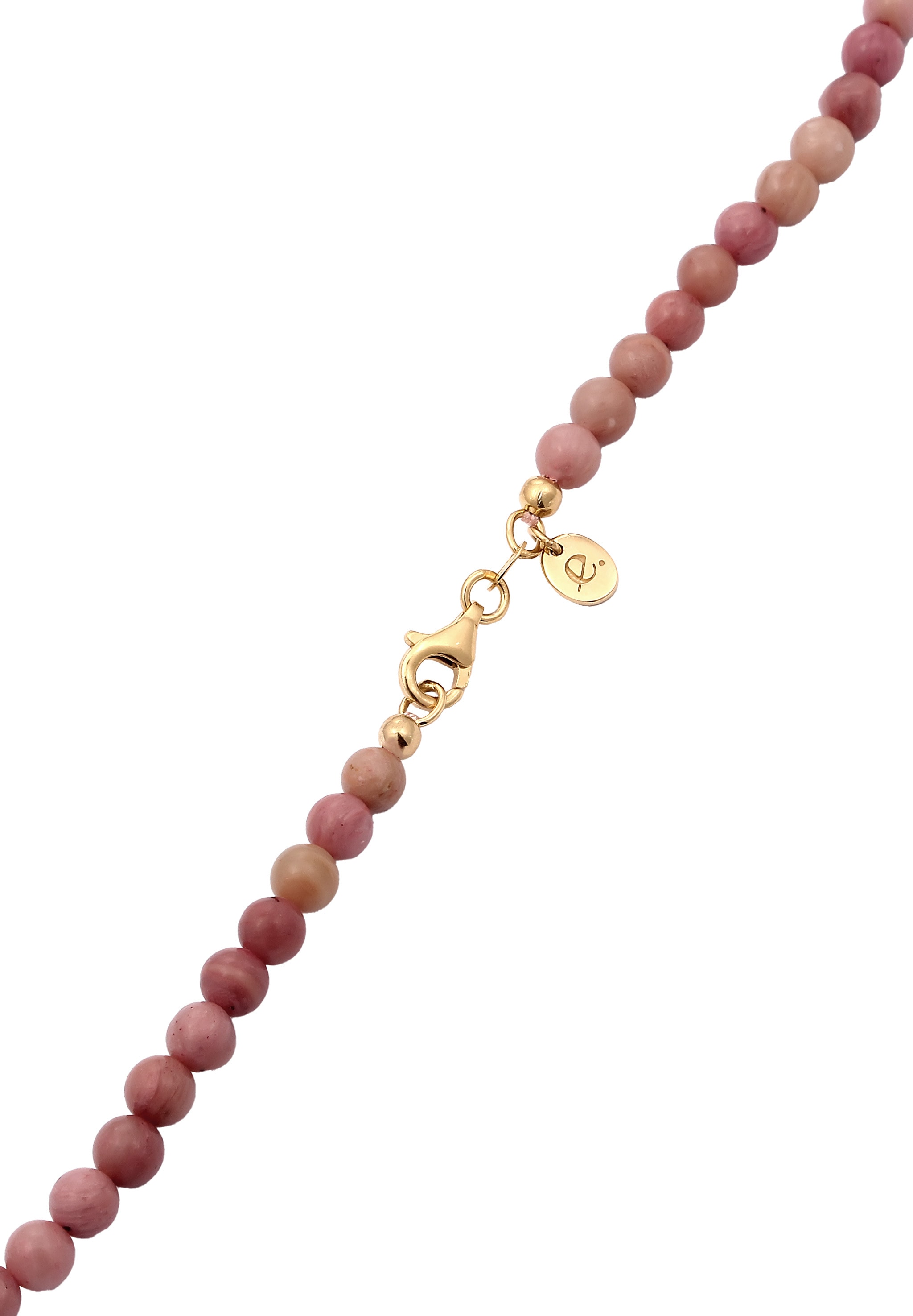 Elli Premium Silberkette »Halskette Perlen Rhodonite Pink 925 Sterling Silber vergoldet«