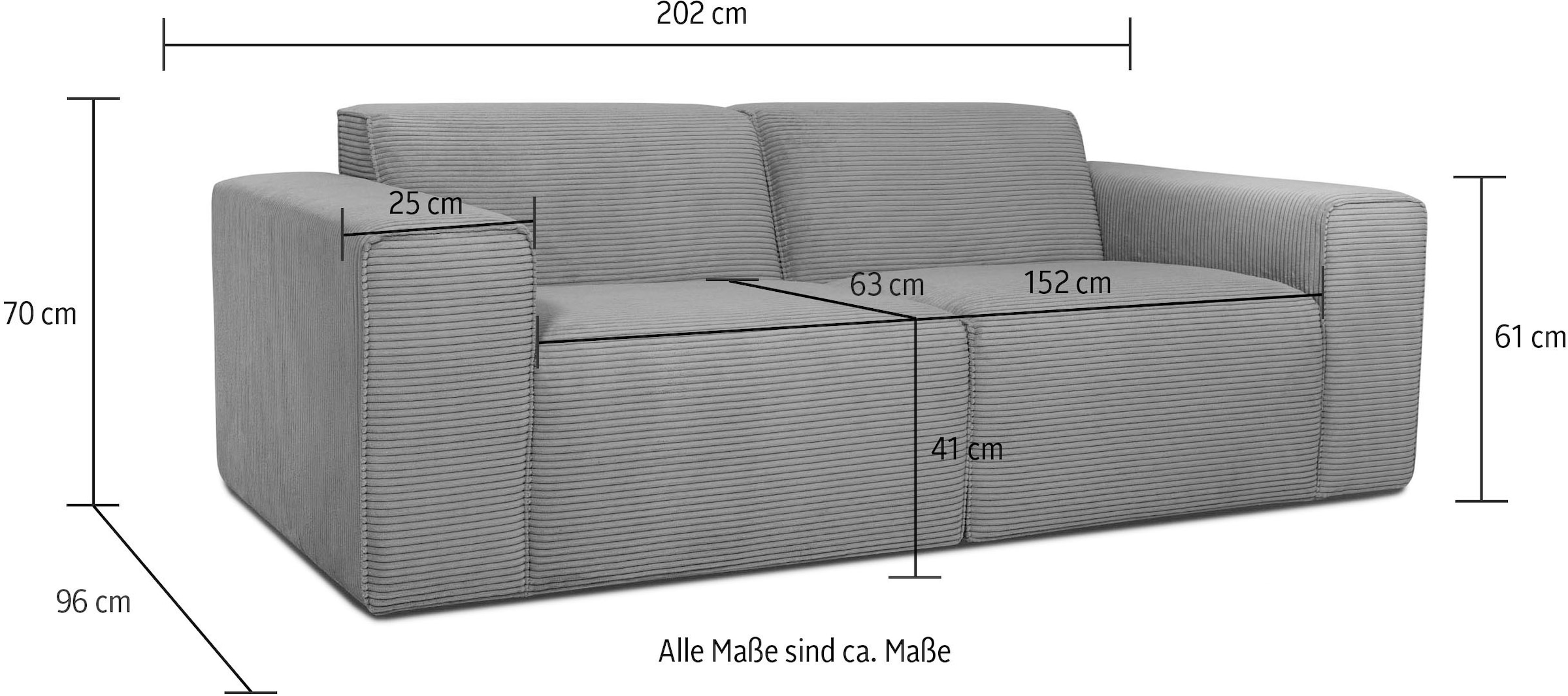 INOSIGN 2-Sitzer »Clayton«, in einem trendigen Cord-Bezug, verschiedene Kombinationen verfügbar