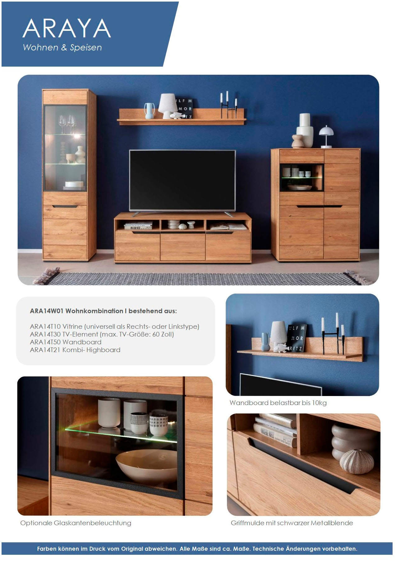MCA living Stauraumvitrine »Araya Vitrine«, (1 St.), Türen gedämpft