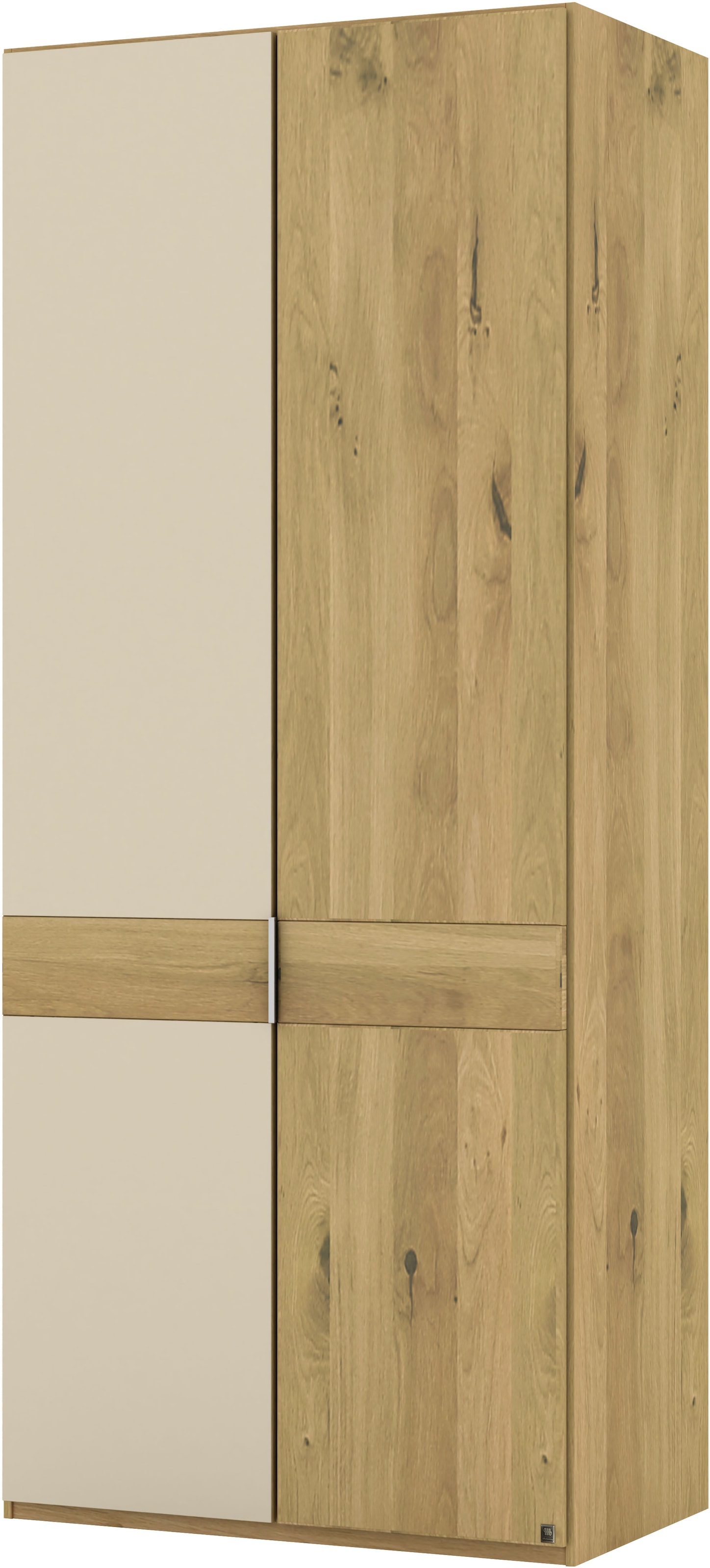 Musterring Drehtürenschrank »Savona, Kleiderschrank, Schrank, Garderobe, teilmassiv Eiche«, (mit Türdämpfern, mit Spiegel oder Glas, extra Böden, MADE IN GERMANY), Türen in Bianco-Eiche massiv, Spiegel-/Glastüren, verschiedene Größen