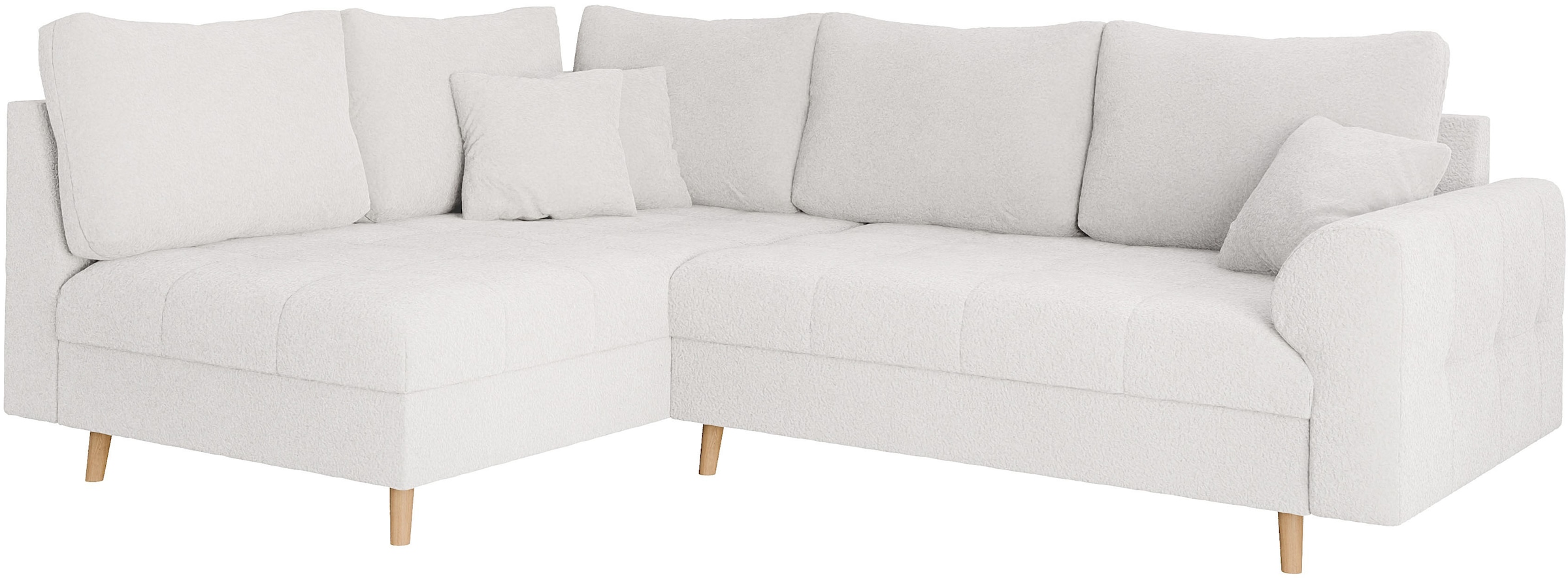 Home affaire Ecksofa »CHARRE L-Form mit Ottomane, Maße B/T/H: 231/161/81 cm«, feine Steppung, lose Rücken- und Zierkissen, auch in Cord und Bouclé