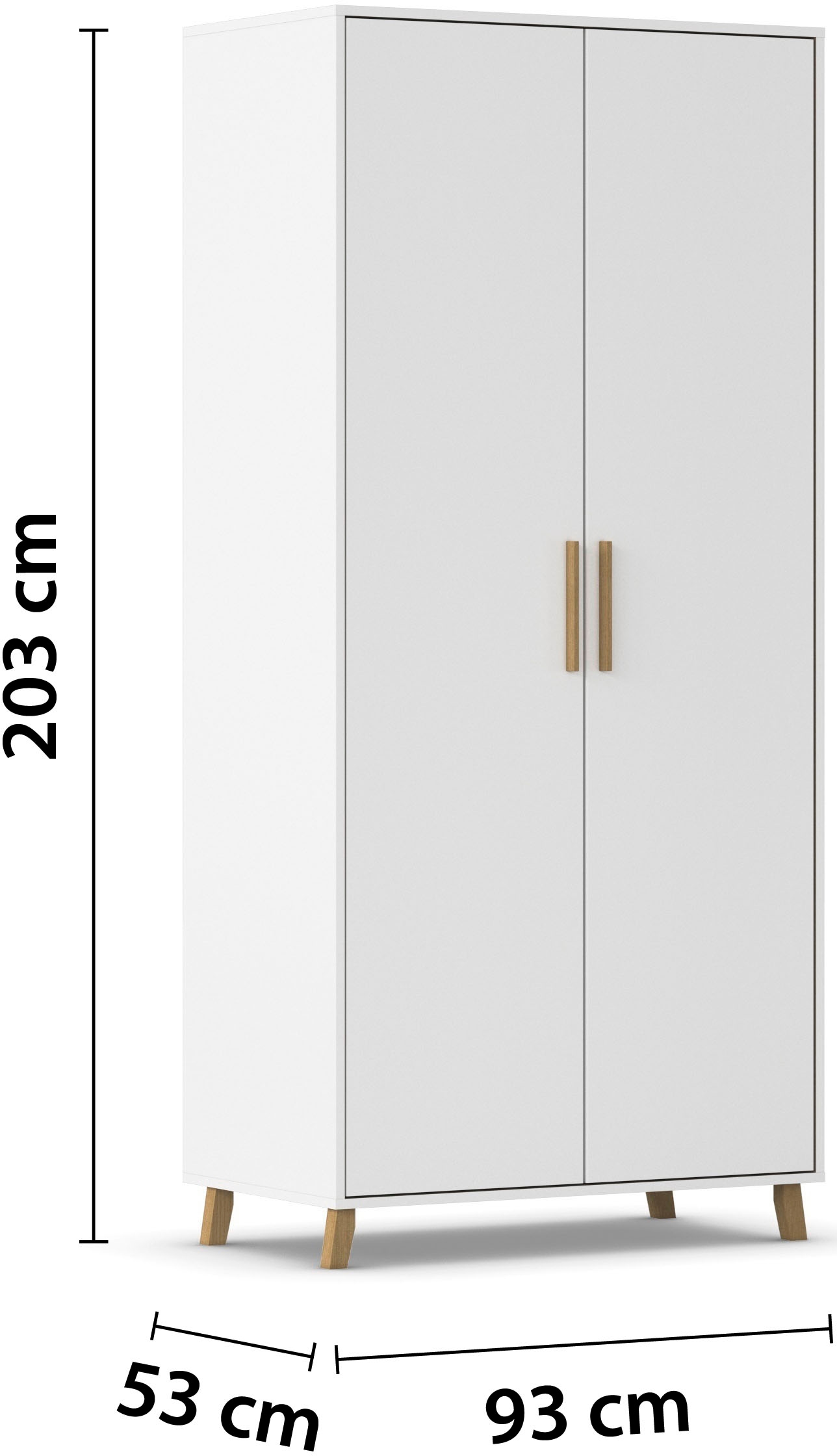 rauch Drehtürenschrank »Kleiderschrank Schrank Garderobe SHINJO Breiten 93/140/187 cm« in 3 verschiedenen Ausstattungen BASIC/CLASSIC/PREMIUM,  Griffe und Füße aus Massivholz, viel Stauraum MADE IN GERMANY