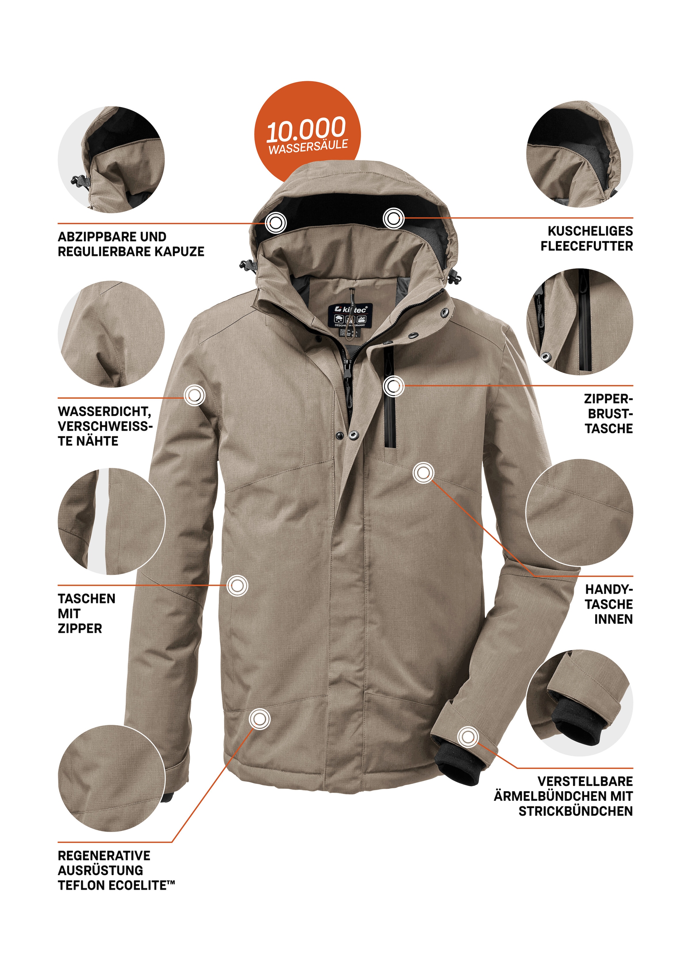 Killtec Outdoorjacke »KOW 161 MN JCKT« Wasser- und winddichte Funktionsjacke mit abnehmbarer Kapuze