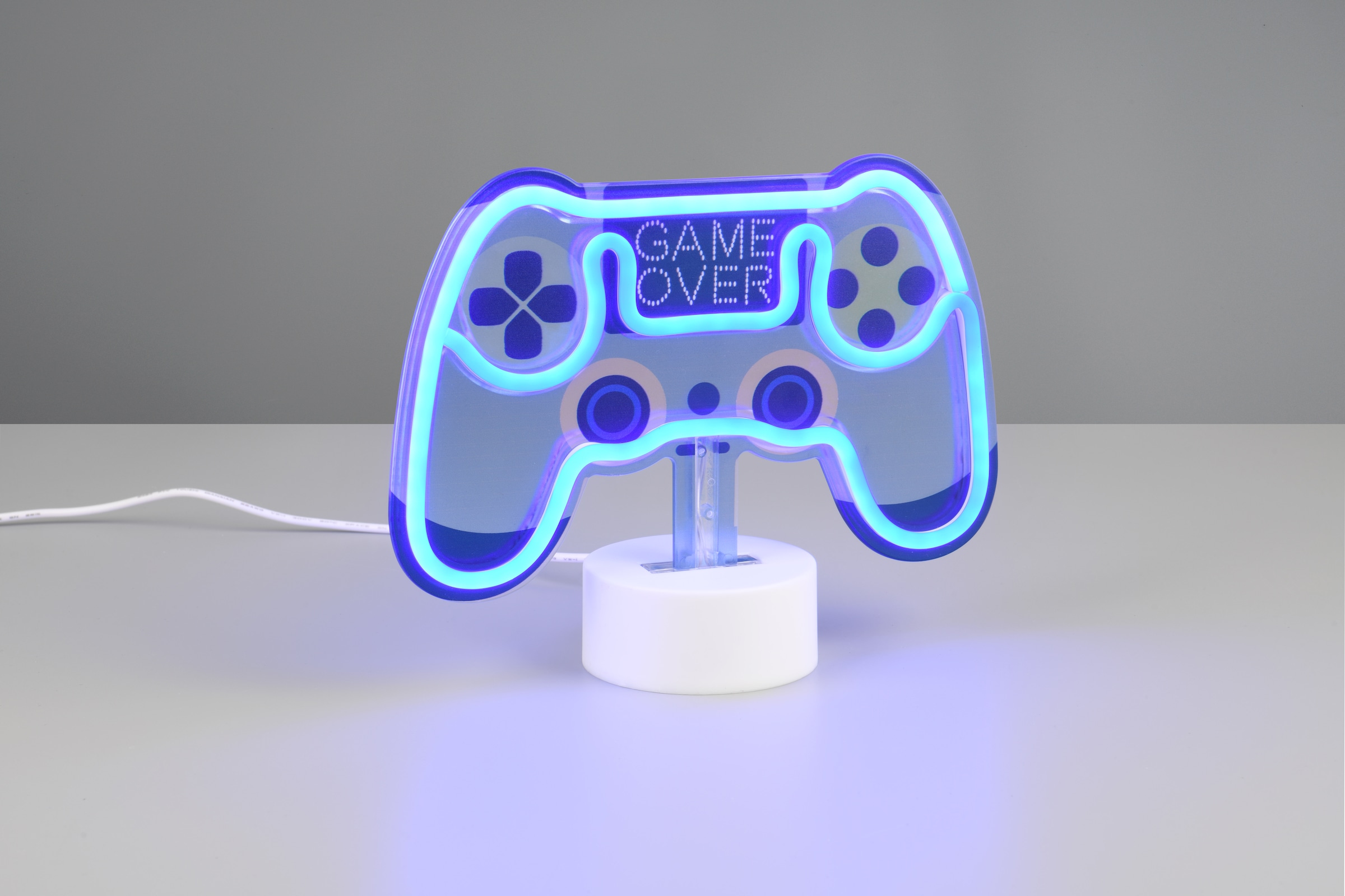 REALITY Leuchten LED Tischleuchte »CONTROL, blaue LED Leuchte in Form eines Game Controllers« LED-Board 1 Stk. RGB | blau 1,2W LED, Batteriebetrieb oder per USB-Kabel, Schalter ON/OFF Ø 8,5cm