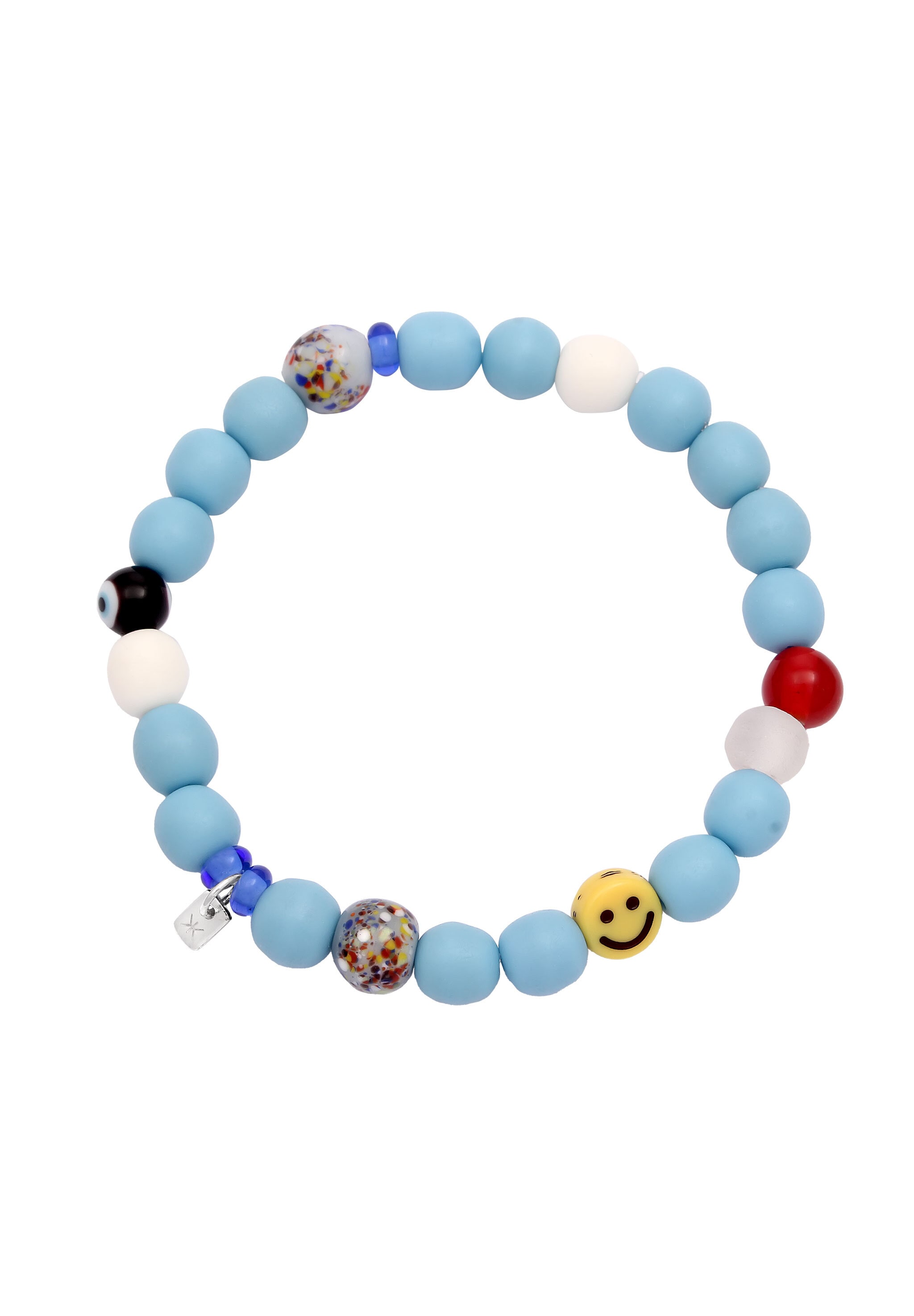 Kuzzoi Armkette »Armband Perlen Glas Hellblau Smiling Bead 925 Sterling Silber«