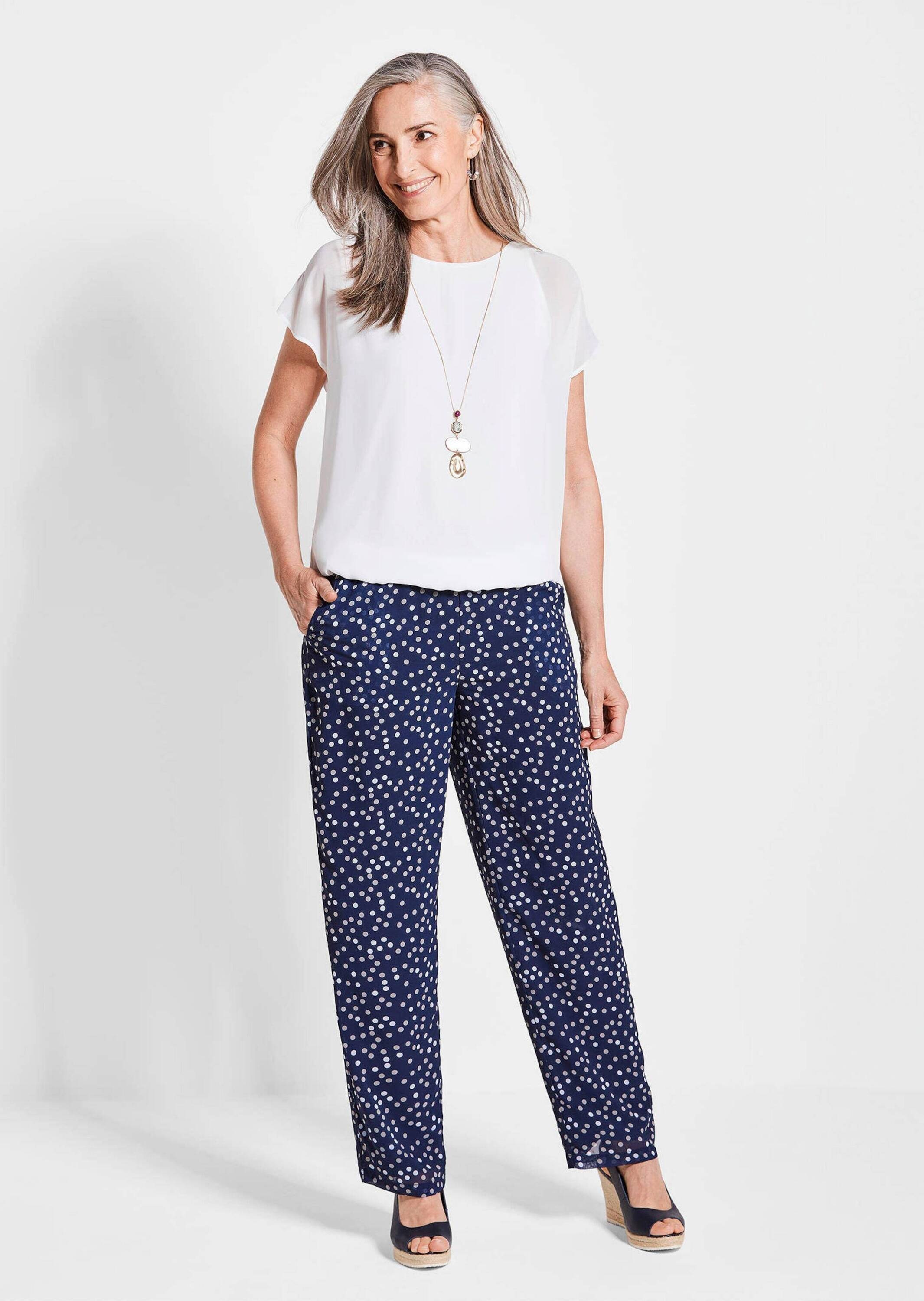 GOLDNER Kurzarmbluse »Kurzgröße Luftige Bluse mit Chiffon, Kurzarm«