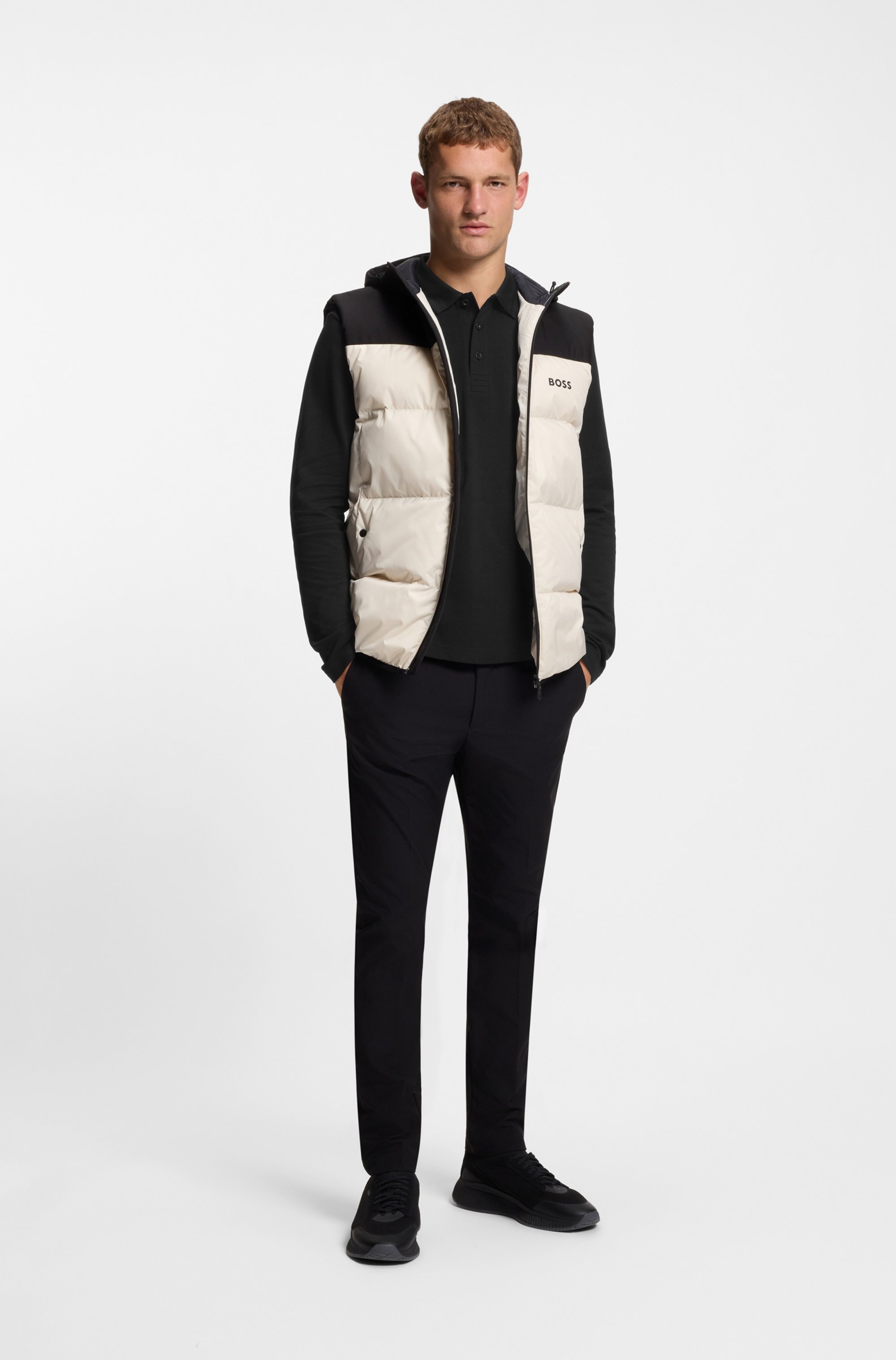 BOSS GREEN Langarm-Poloshirt »Plisy« mit Streifen am Kragen