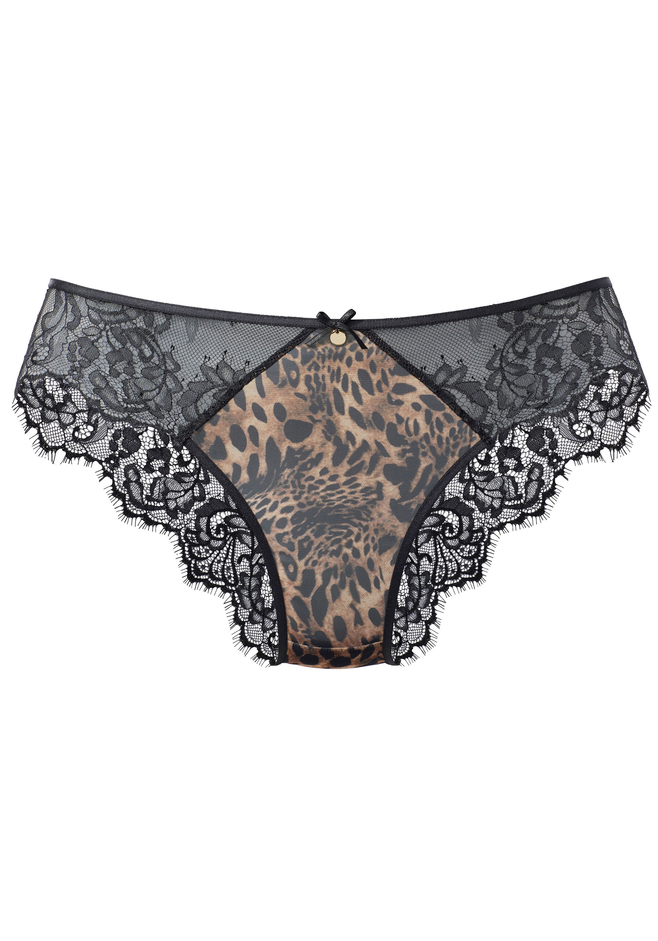 LASCANA Tanga, aus Soft-Mesh in Leo-Optik und feiner Spitze, sexy Dessous, Reizwäsche