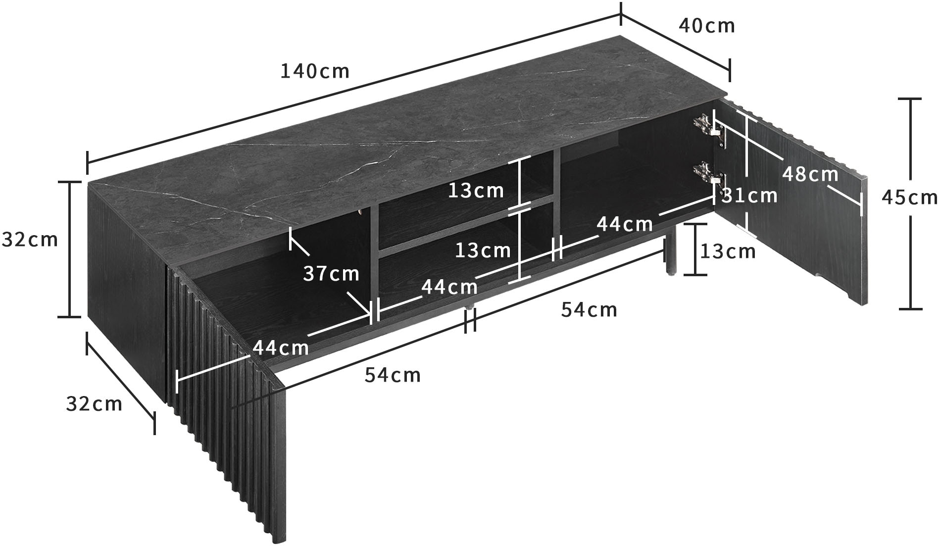 OTTO home TV-Board »Candise« Sintersteinplatte, Soft-Close-Funktion, FSC-zertifiziertem Eschenholz