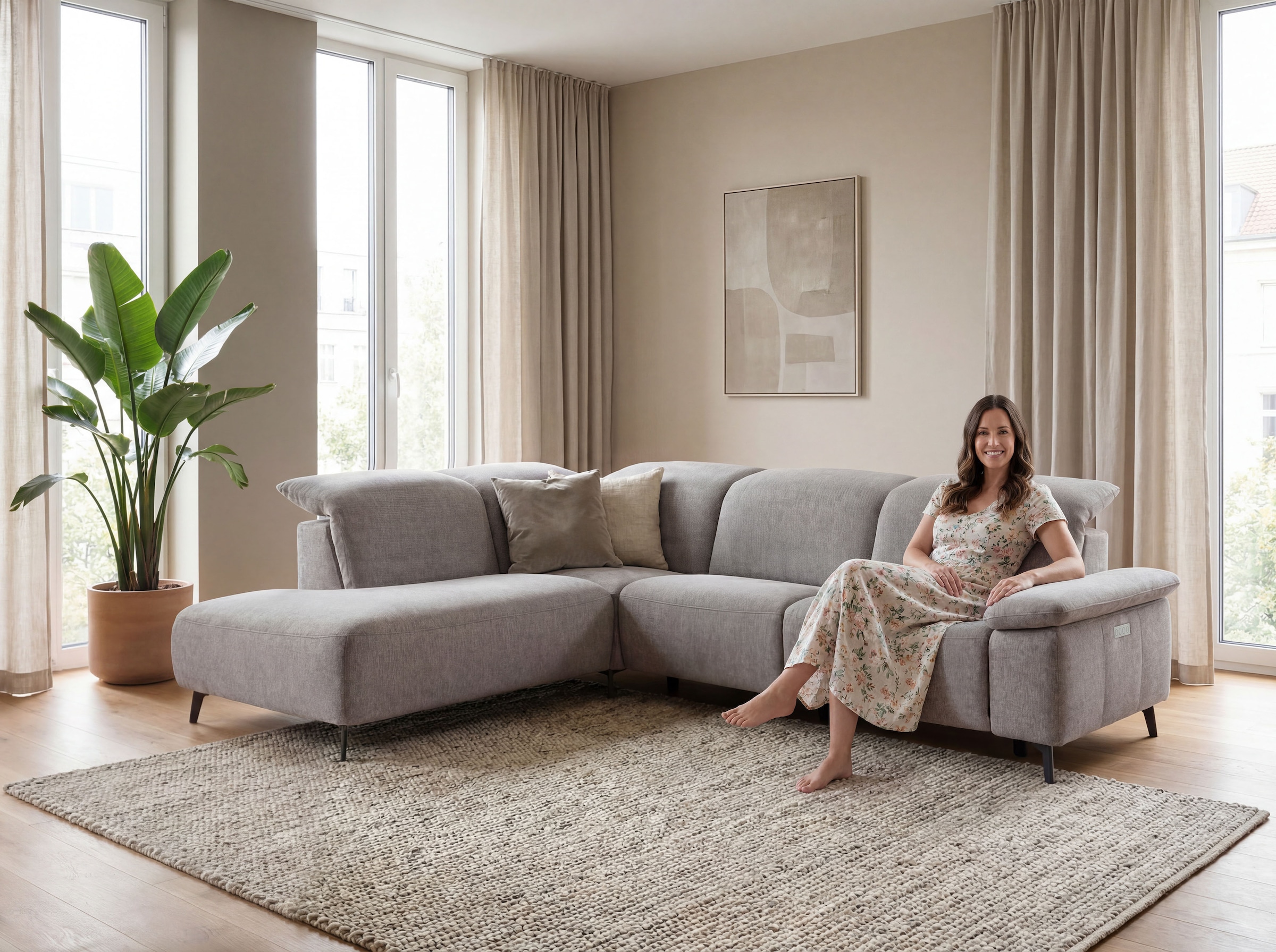Musterring Ecksofa »MR 370, intelligenter Komfort im modernen Design« Optionale Relaxfunktion, flexible Kopfteile & klappbare Armlehnen