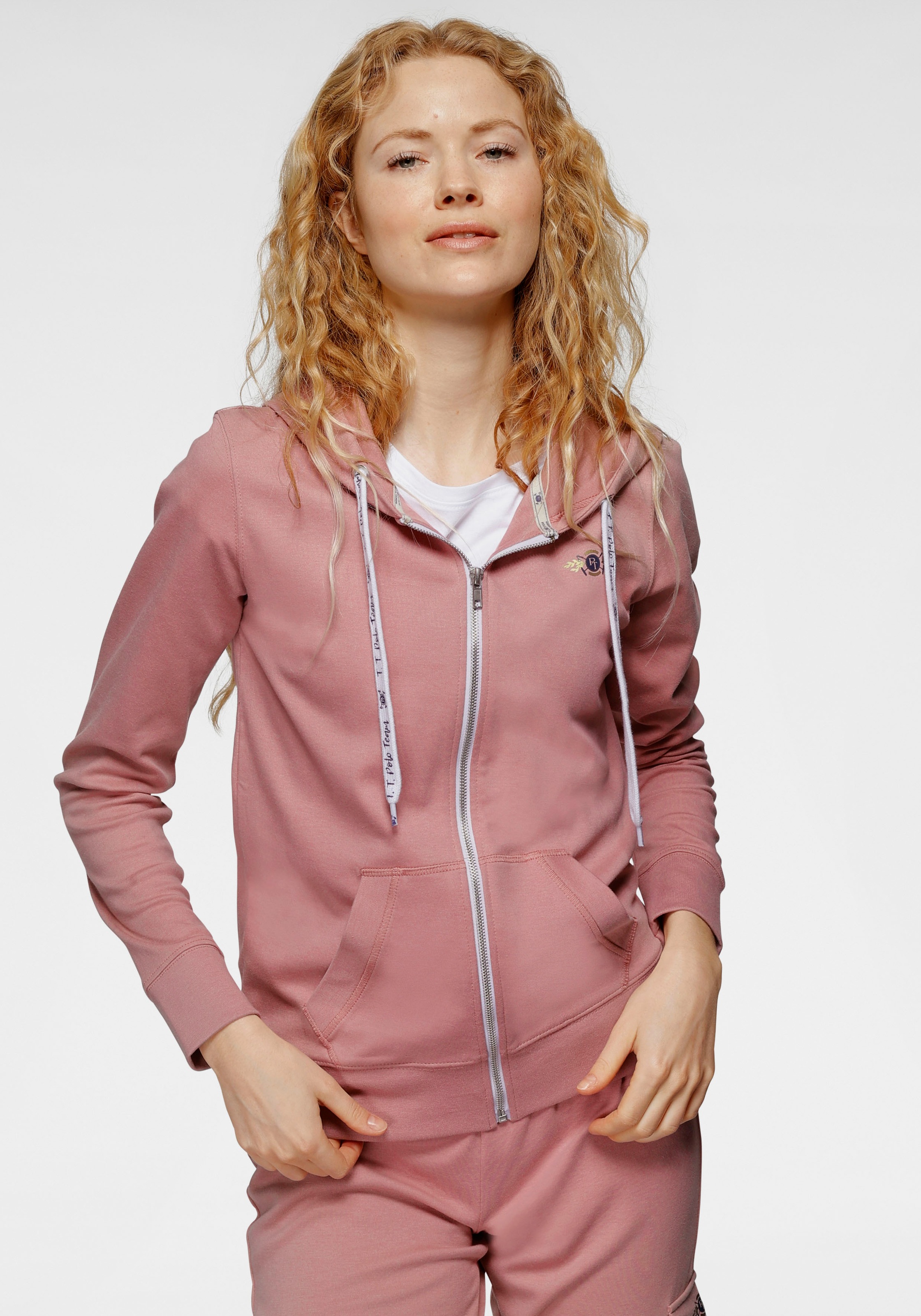 TOM TAILOR Polo Team Kapuzensweatjacke, mit Kontrast-Zipper und Logodruck-Details