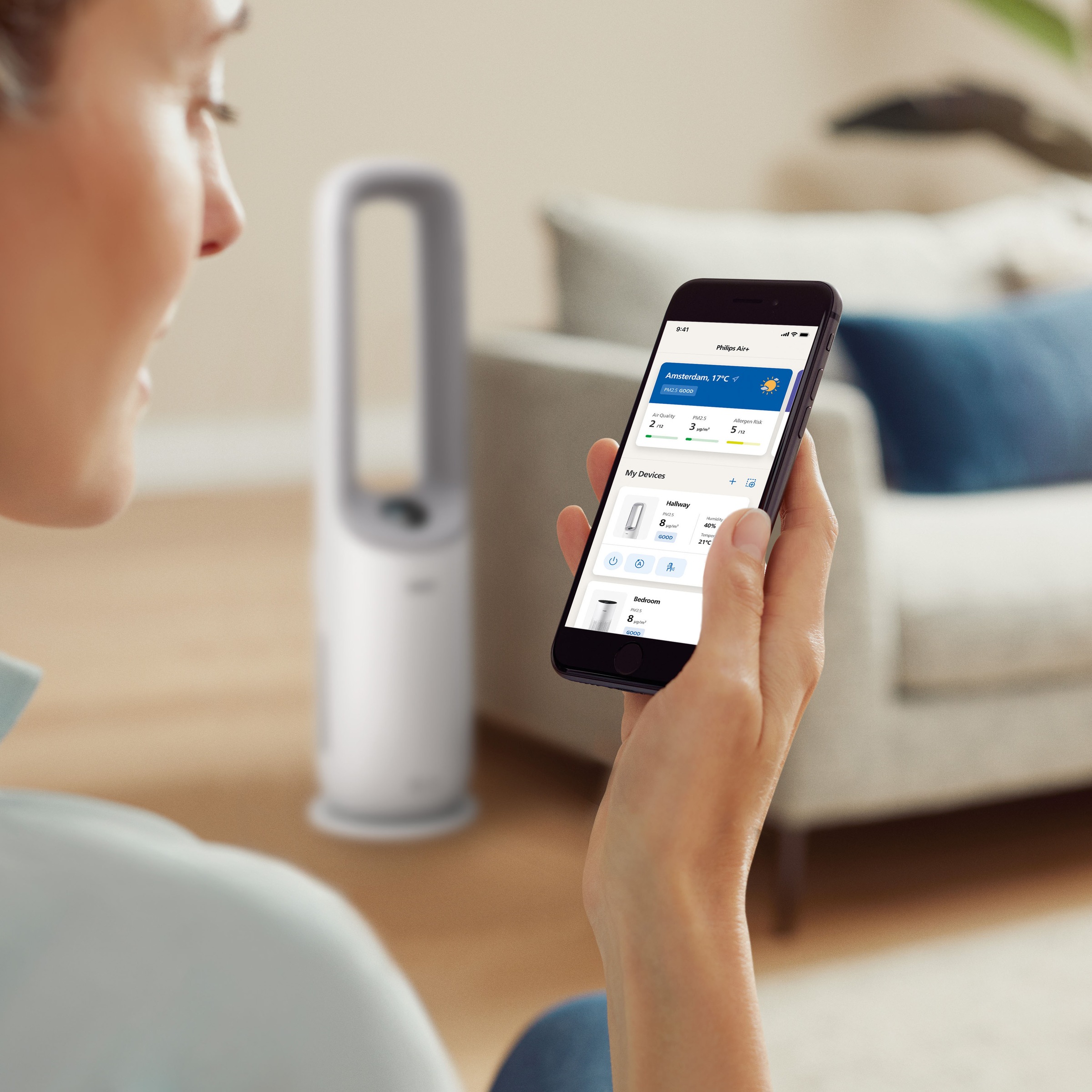 Philips Luftreiniger »AMF765/10 Air Performer, 2-in-1 Reinigen & Kühlen«, für 70 m² Räume, für Allergiker geeignet