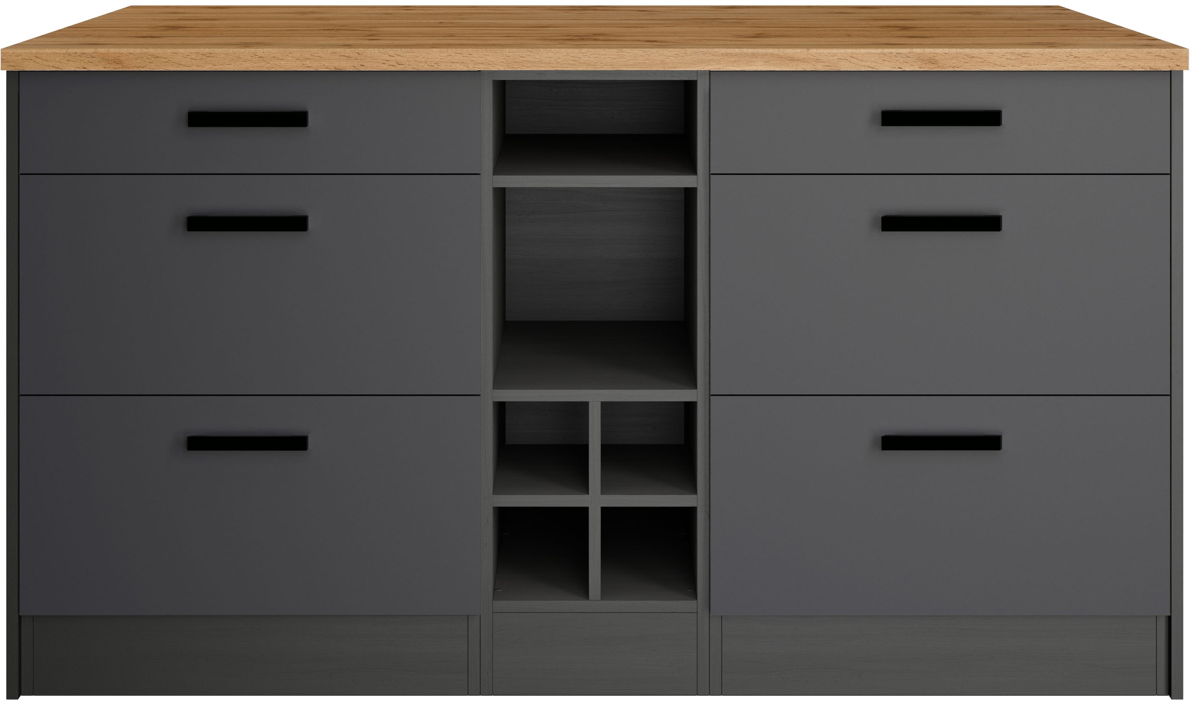 KOCHSTATION Kücheninsel »KS-Toronto«, Breite 153 cm, MDF-Fronten, Flaschenregal