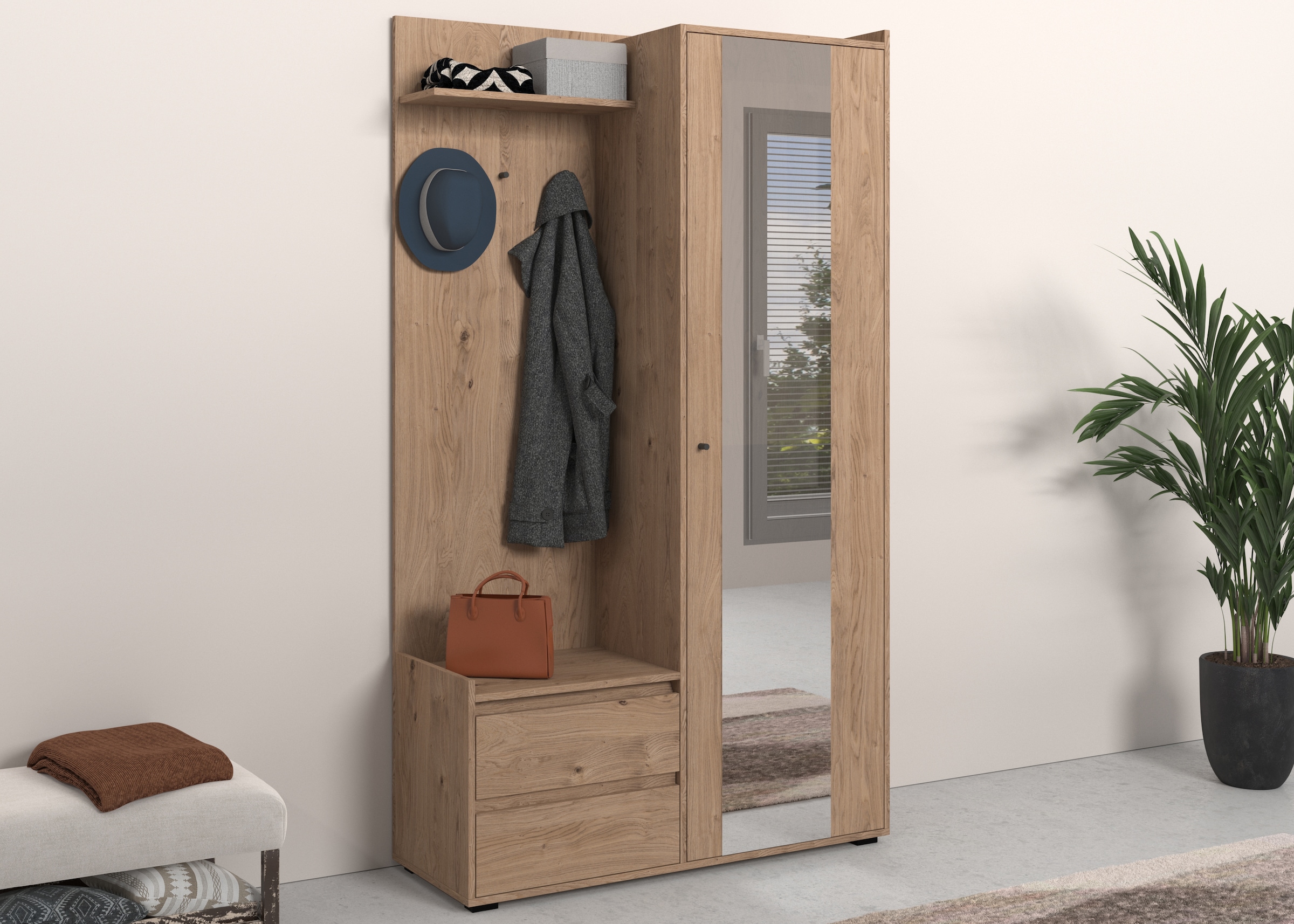 INOSIGN Garderobenschrank »Kosmo«, mit Spiegel Maße 118 x 30 cm, Höhe 190 cm, Breite 110 cm