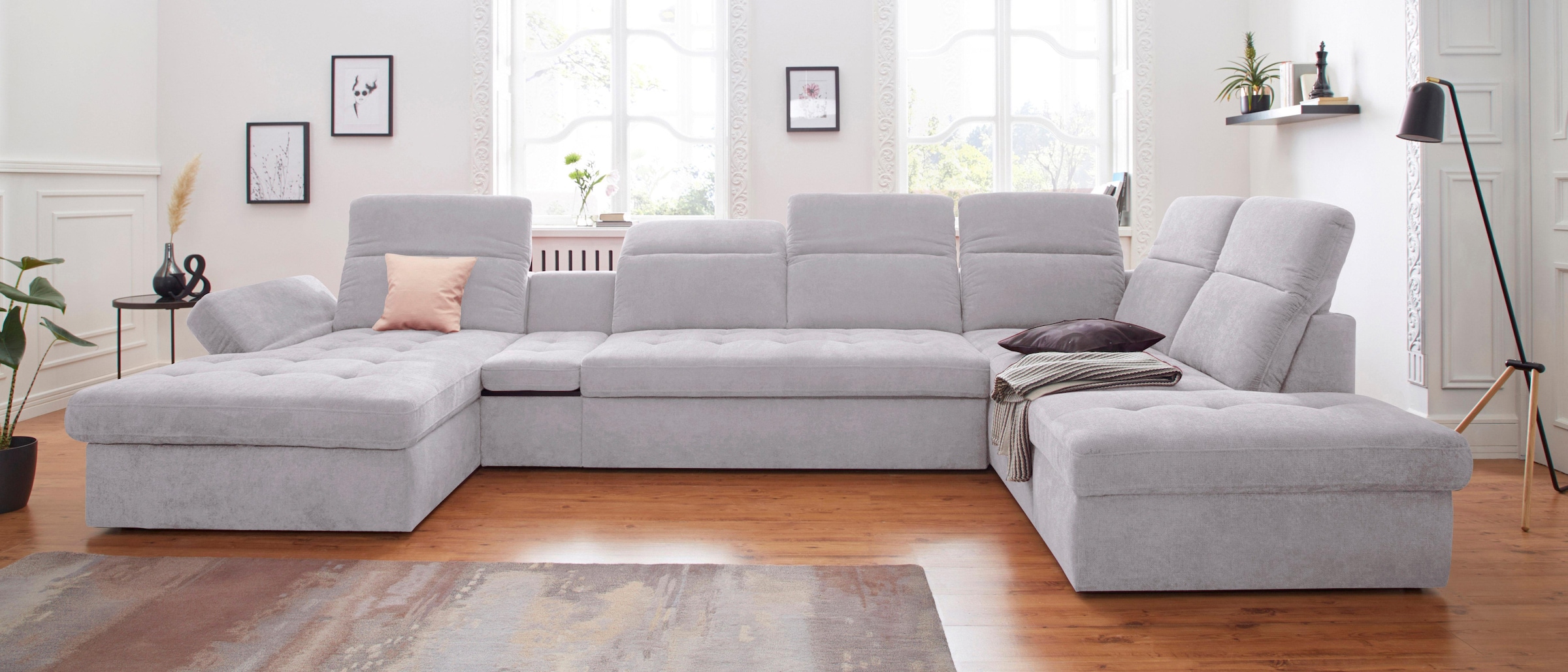 sit&more Wohnlandschaft »Stardust U-Form«, inklusive Kopfteilverstellung, Armlehnenfunktion und Tischelement