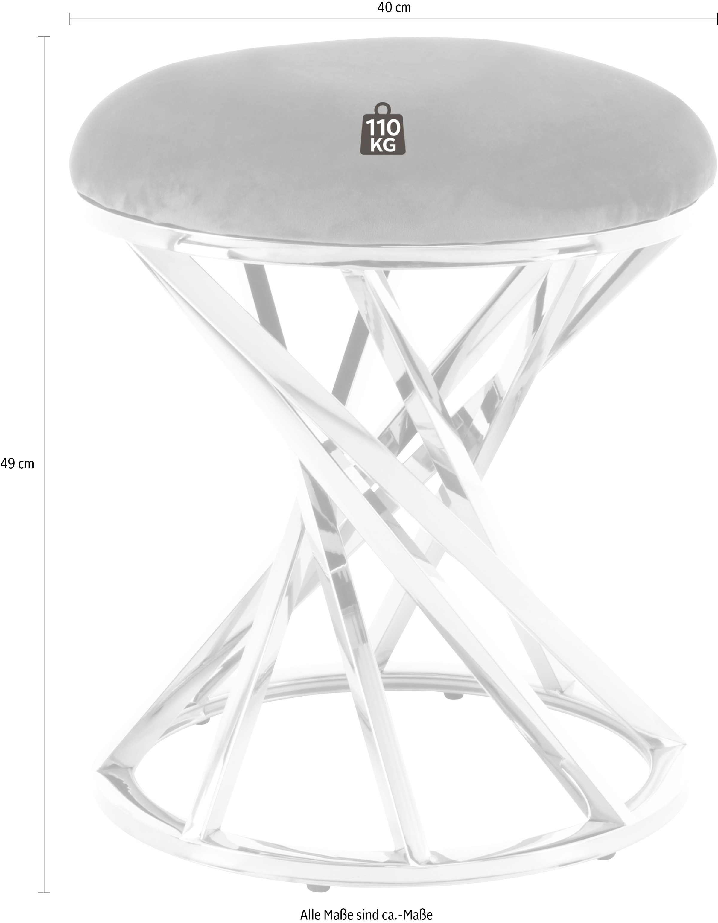 Kayoom Sitzhocker »Hocker Wesley 325,Sitzpouf in elegantem Design, Gestell aus Metall«, (1 St.), glamourös, hochwertig, mit weichem Sitzkissen und Stoffbezug