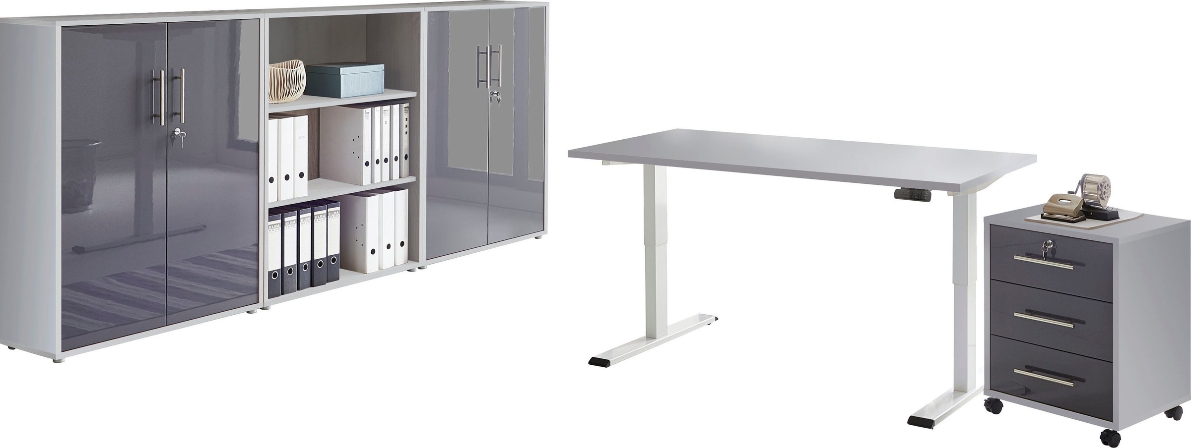BMG Möbel Büromöbel-Set »Tabor«, (Set, 5 tlg.), mit elektrisch höhenverstellbarem Schreibtisch