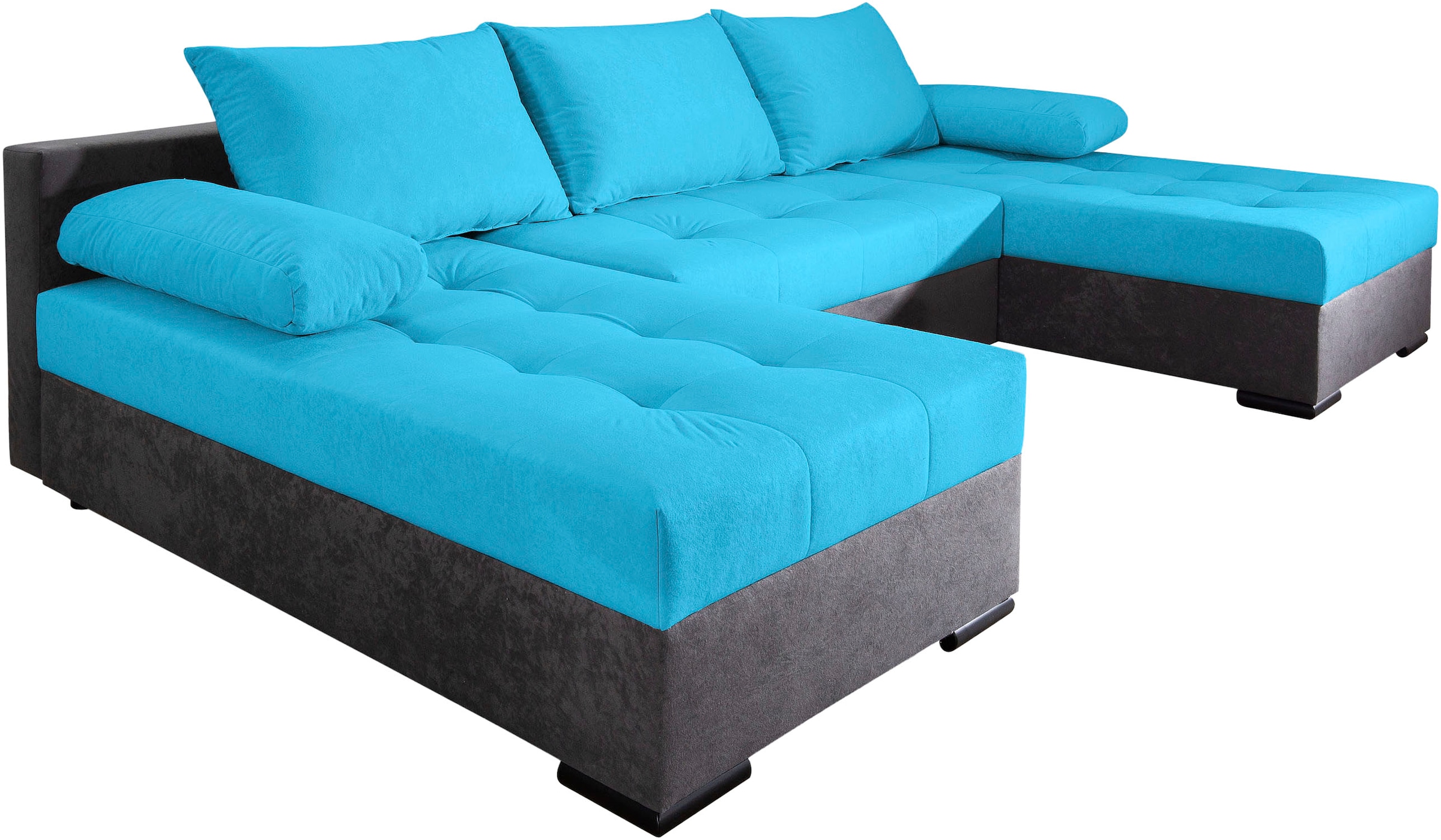 COLLECTION AB Wohnlandschaft »Josy, U-Form, Schlafsofa mit Bettkasten«, (Cord-/Mix), flexible Recamiere, Breite: 269cm, inklusive Rückenkissen