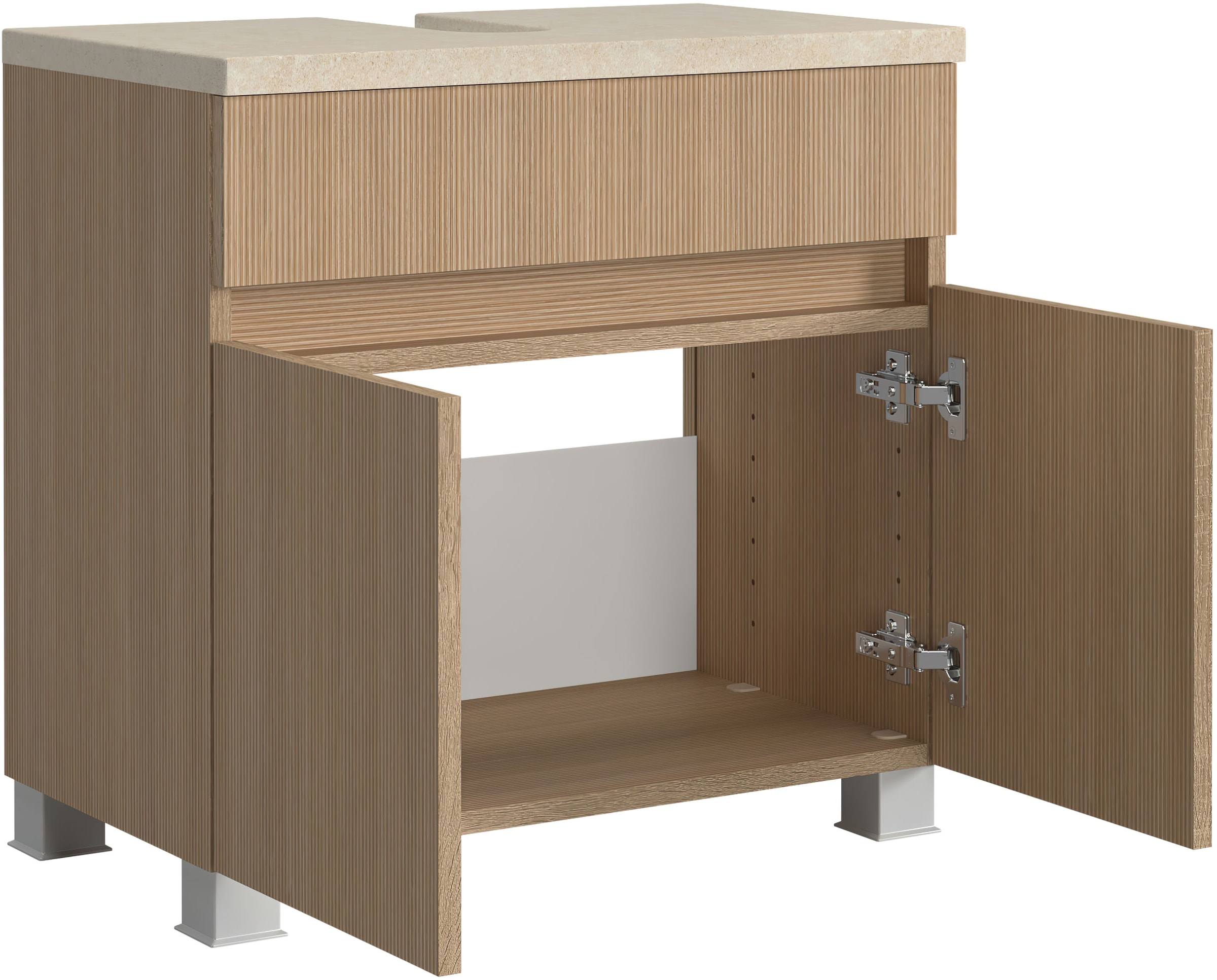 welltime Badmöbel-Set »Eixo«, 60 cm breit, Badmöbel mit LED-Beleuchtung