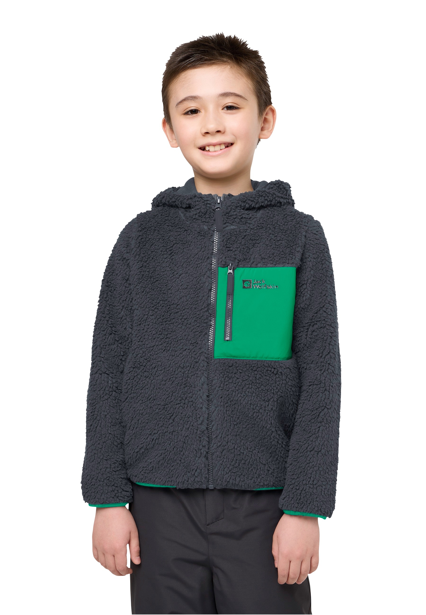 Jack Wolfskin Fleecejacke »ICE CURL HOOD JACKET K«, mit Kapuze, Wärmend, winddicht, Übergangsjacke
