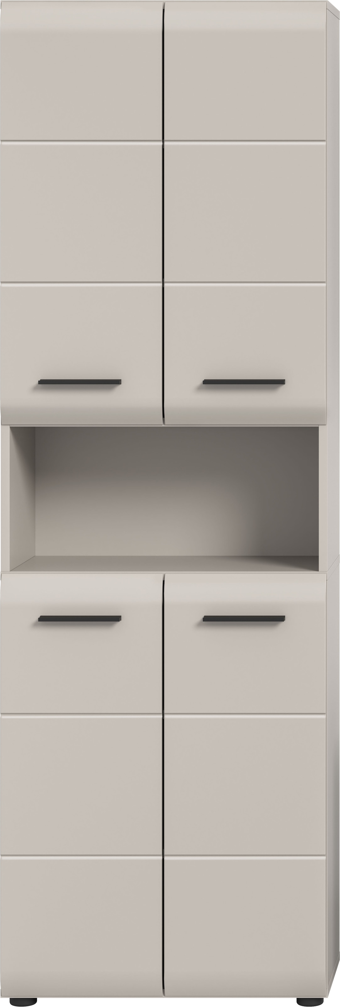 welltime Stauraumschrank »FLORENZ,  Höhe 185 cm, 4 oder 6 Türen, viel Stauraum« TOPSELLER!, 1 Stk. tlg. hochwertige MDF Front, Griff schwarz, Badschrank, Bad